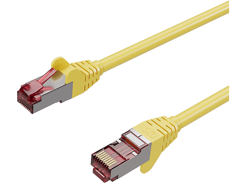 KABELBUDE Netzwerkkabel, RJ45 LAN, 0,25 GHMT Halogenfrei, Patchkabel Cat 6A, PIMF, m 0,25m, S/FTP, Gelb RJ45, Ethernet