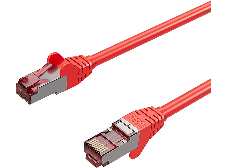 KABELBUDE Netzwerkkabel, RJ45, S/FTP, 6A, Rot PIMF, Halogenfrei, Patchkabel m Ethernet 0,25m, Cat RJ45 0,25 GHMT LAN