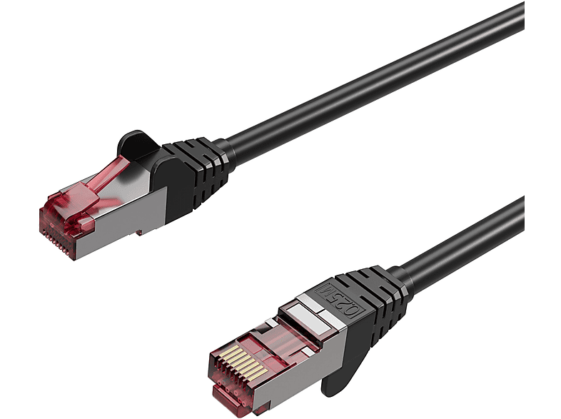 KABELBUDE Netzwerkkabel, RJ45 LAN, Ethernet Cat 6A, S/FTP, PIMF, Halogenfrei, GHMT Schwarz 1,00m, Netzwerkkabel, 1 m