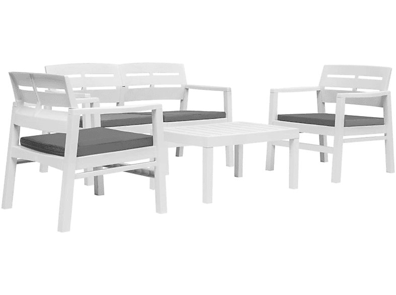 VIDAXL 276179 Gartentisch- und Stuhlset, Weiß
