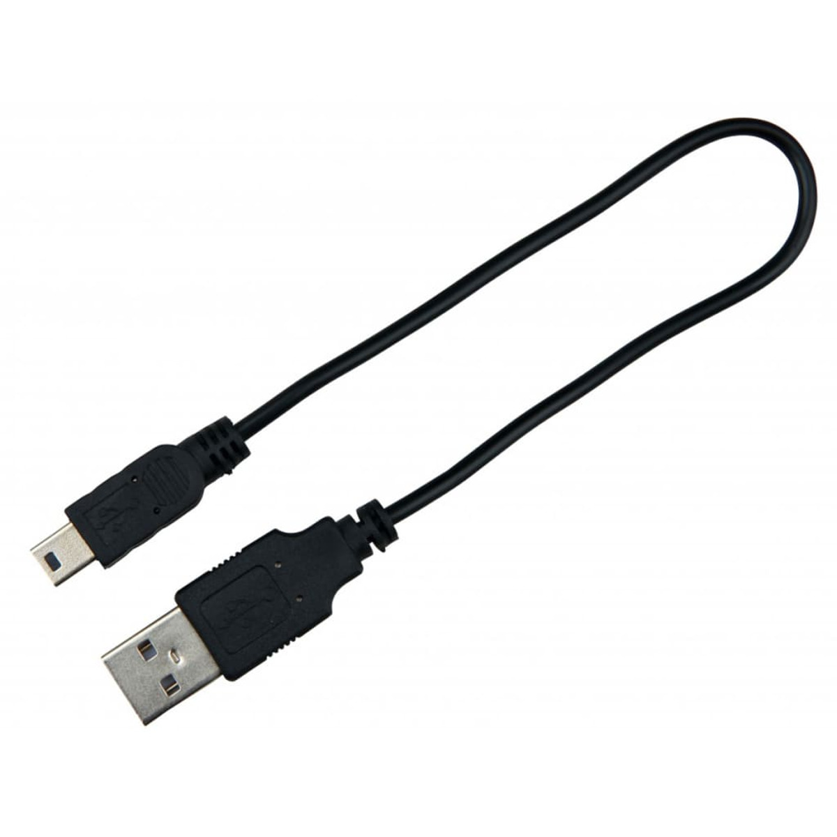 Schwarzes USB-Kabel mit einem Micro-USB-Anschluss und einem Standard-USB-Anschluss.