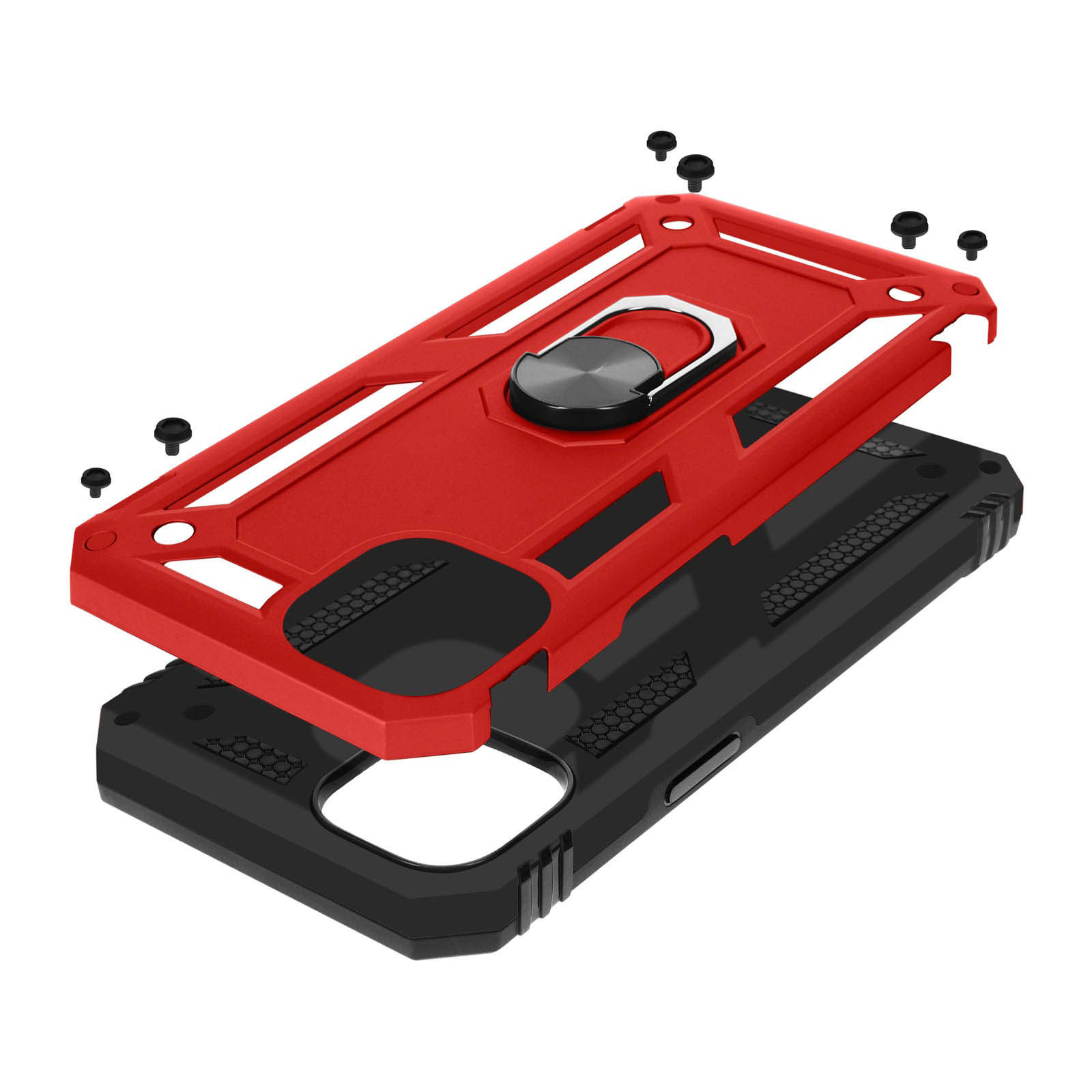 AVIZAR Stoßfeste Handyhülle Rot mit iPhone Apple, 15 Backcover, Ring Series, Plus