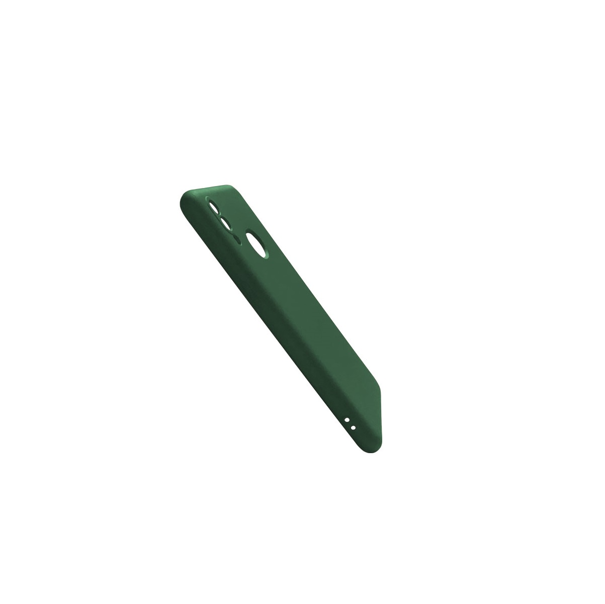 Eine grüne Handyhülle. Es ist eine einfarbige, matte grüne Farbe mit einem Kameraausschnitt.