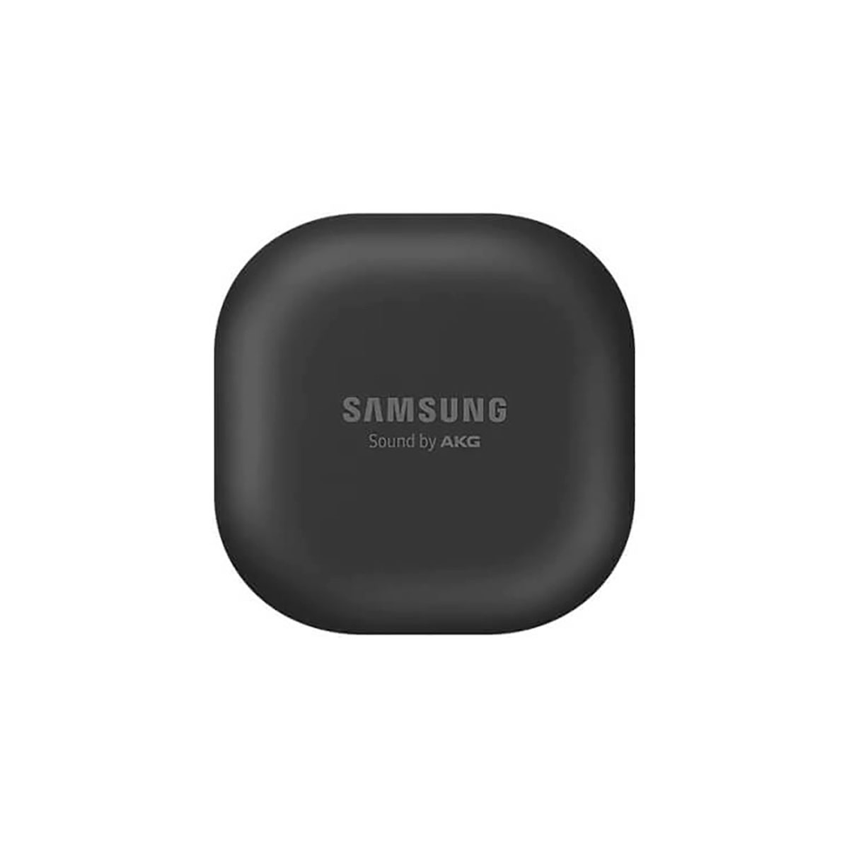 Estuche negro para auriculares Samsung. El logotipo de Samsung es visible. Fondo blanco.