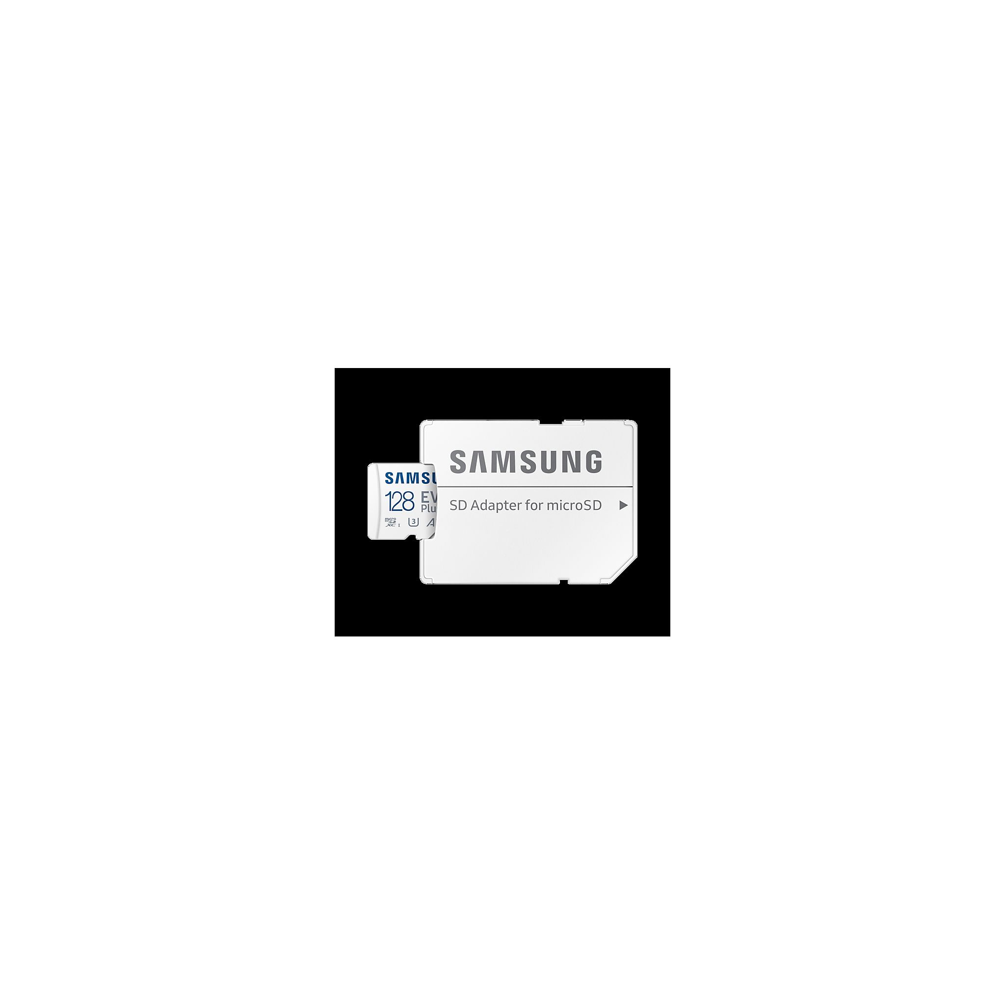 Samsung SD-Karte und Adapter. Die SD-Karte ist in den Adapter für MicroSD eingesetzt.