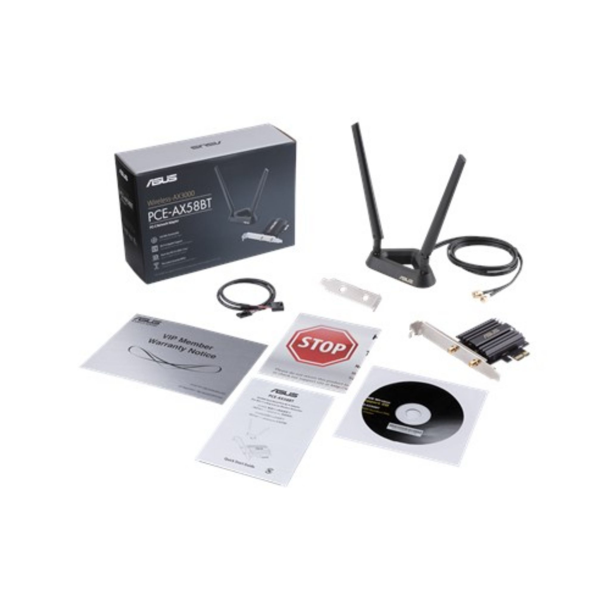 Bezprzewodowa karta sieciowa i akcesoria. Zawiera anteny, płytę CD i papiery.