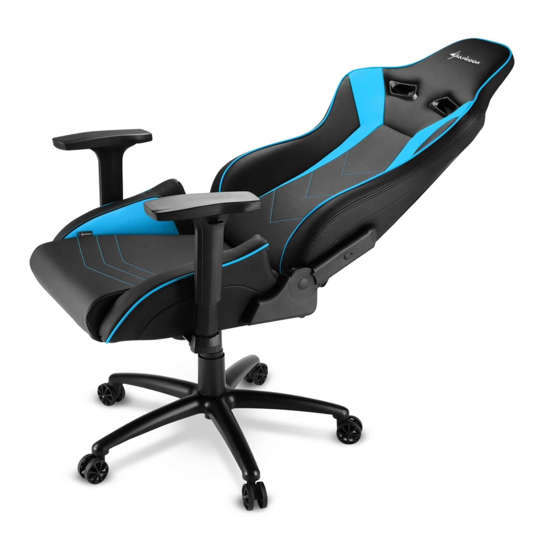 ELBRUS schwarz/blau Leder, darkslategray Gaming SHARKOON Armlehnen, Stühle, Stuhl Aluminium-Fußkreuz, Gaming 3D (Synthetisches 3