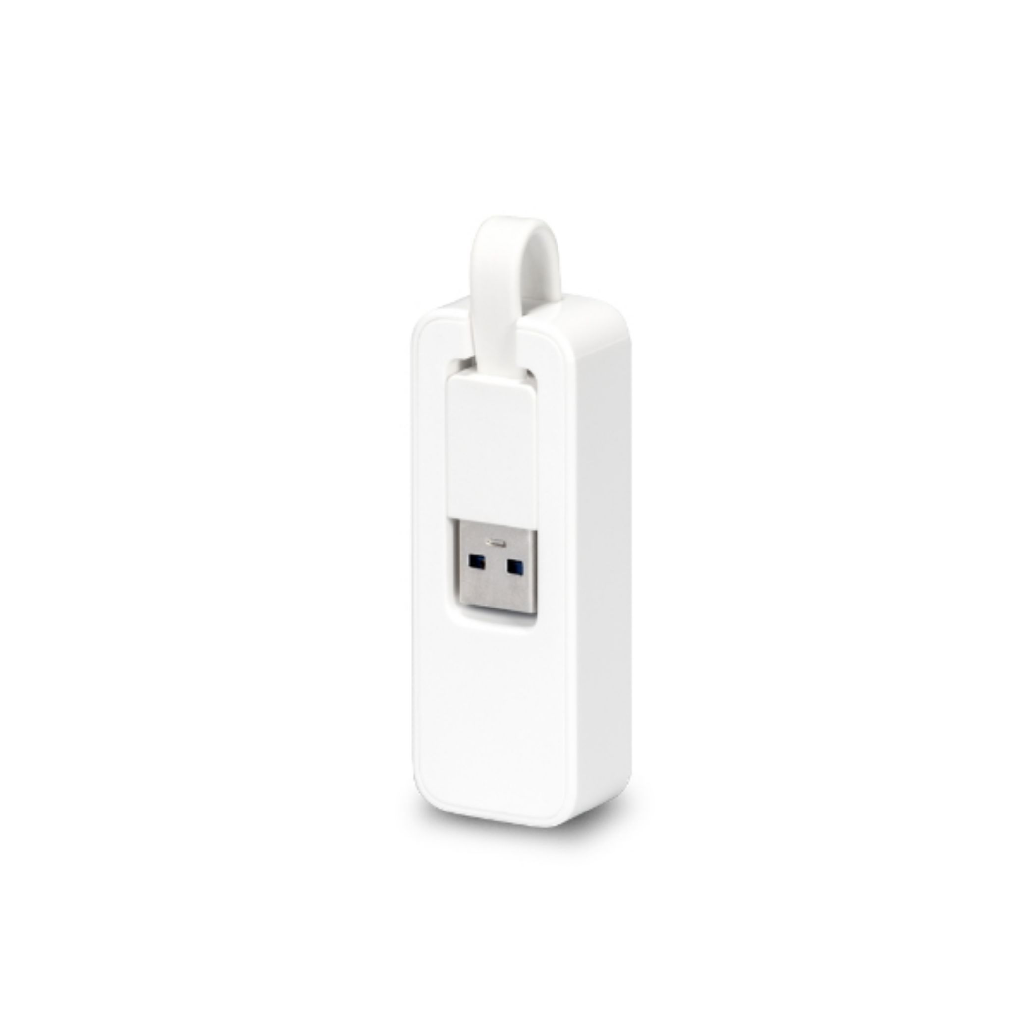 White USB adapter with a built-in USB connector. It's on a white background.