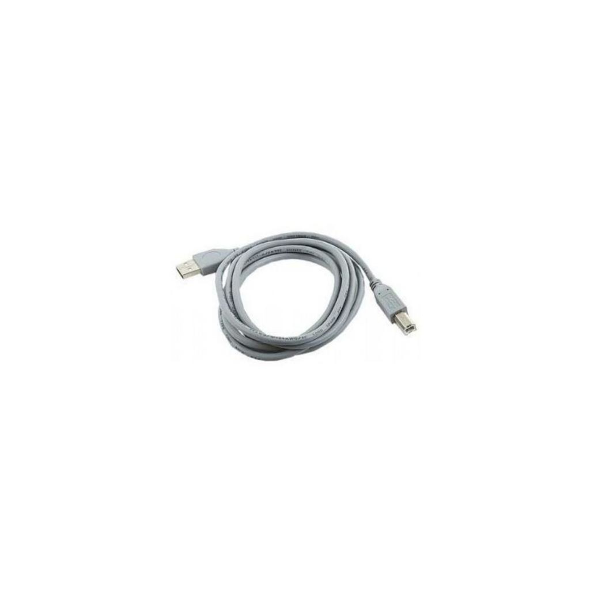 Grijze USB-kabel, opgerold.