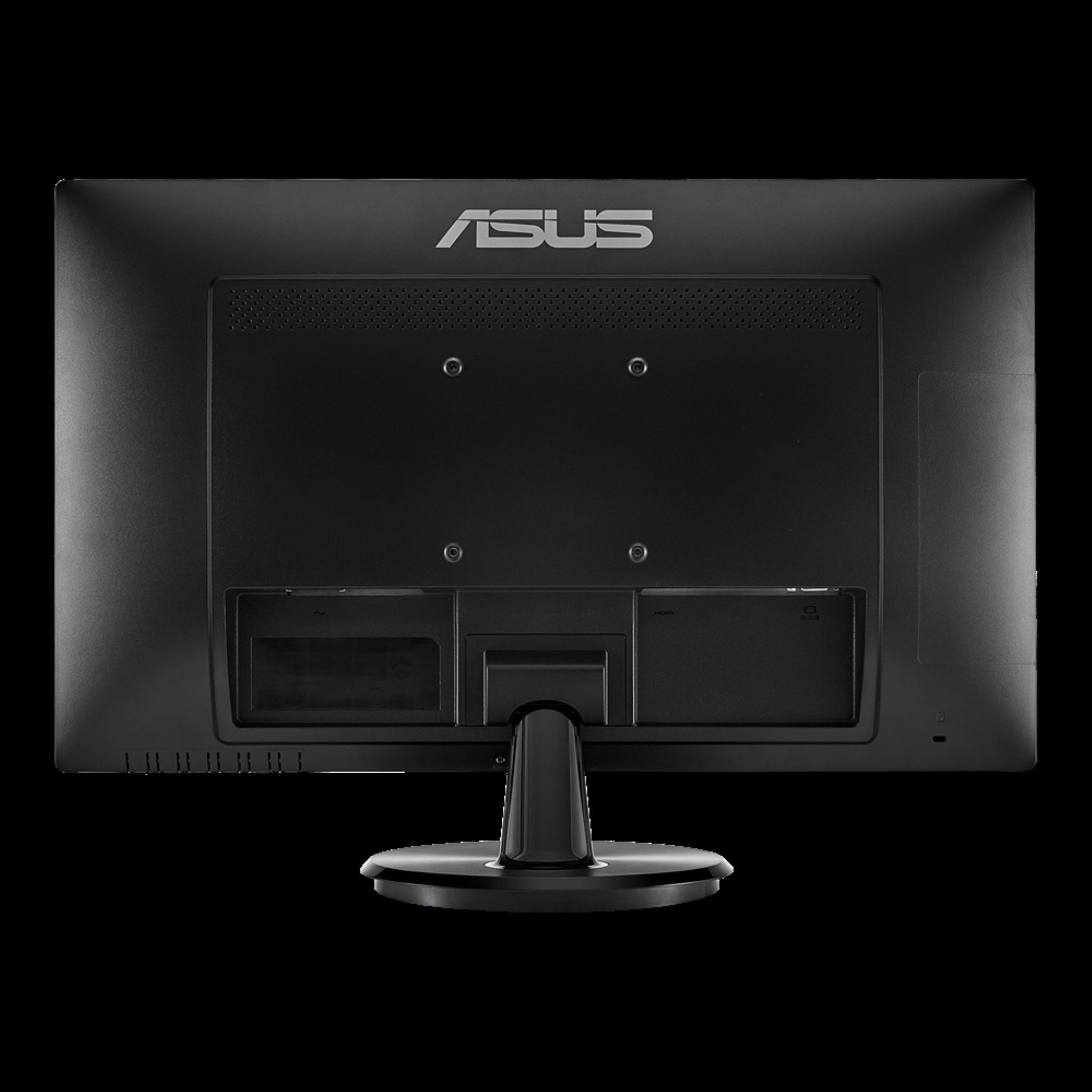 Retro di un monitor ASUS su sfondo nero.