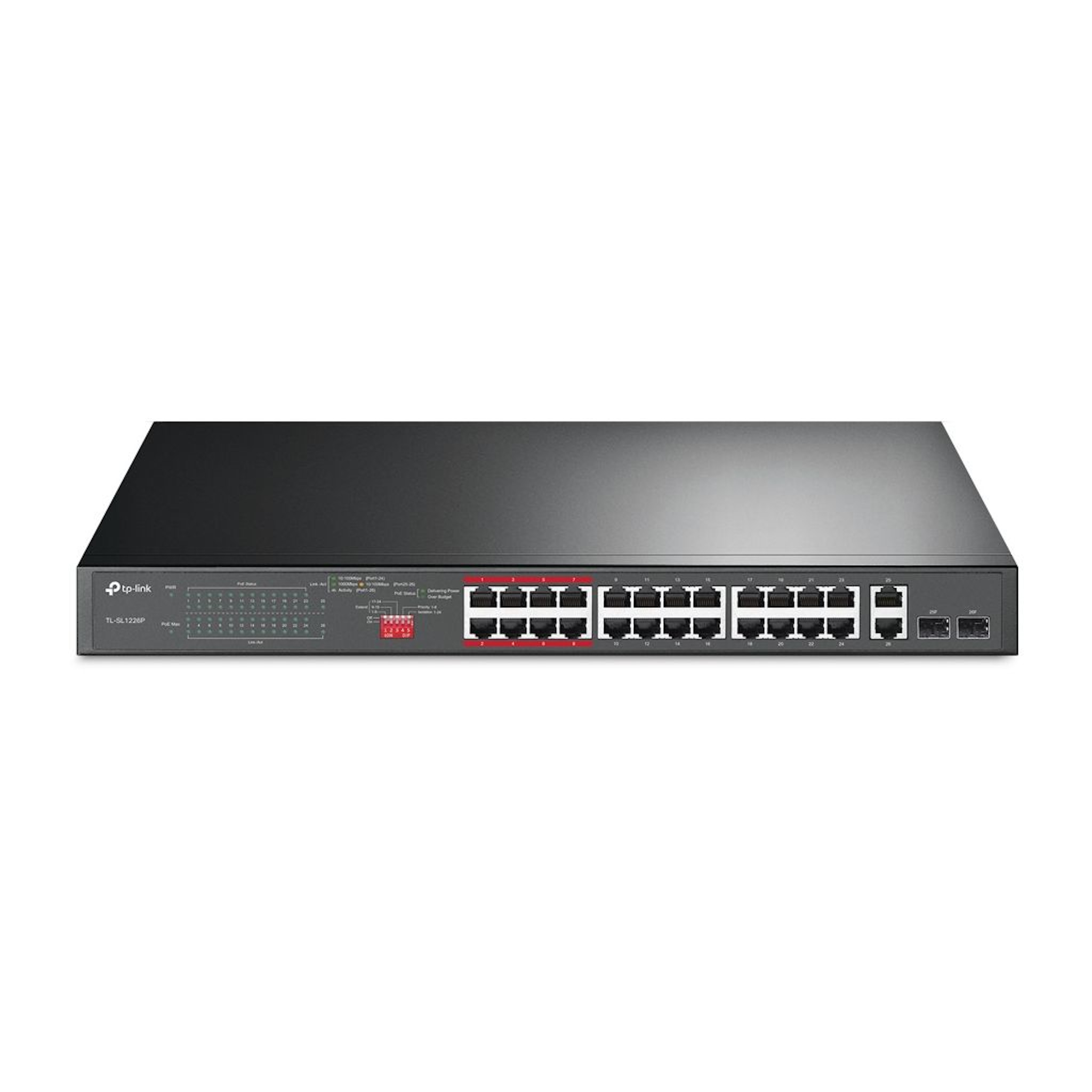TP-LINK TP-Link TL-SL1226P Gigabit PoE+ 10/100Mbps Router 2-Port 24 Unmanaged Switch 24-Port 