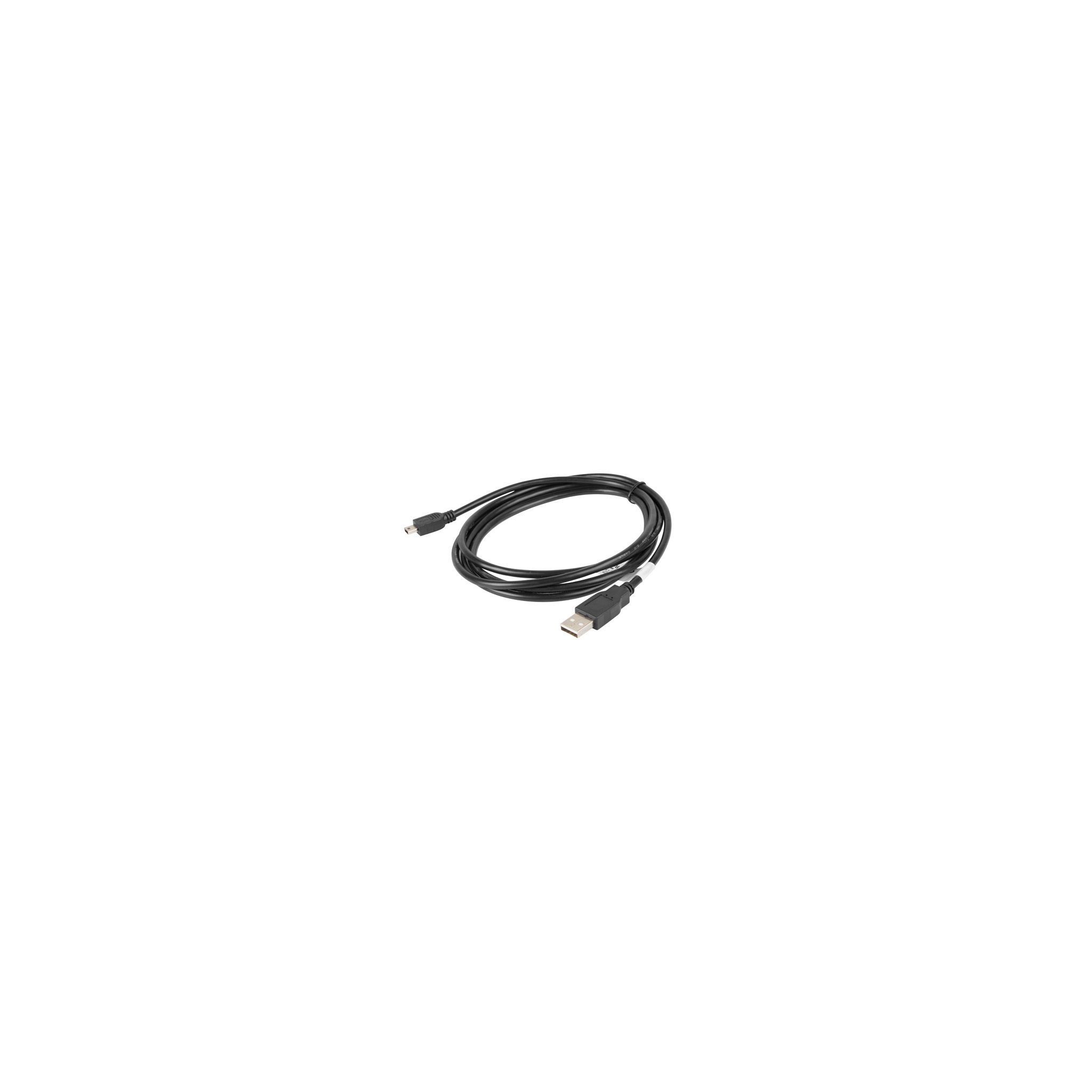 Schwarzes USB-Kabel auf weißer Oberfläche. USB-A zu Micro-USB.