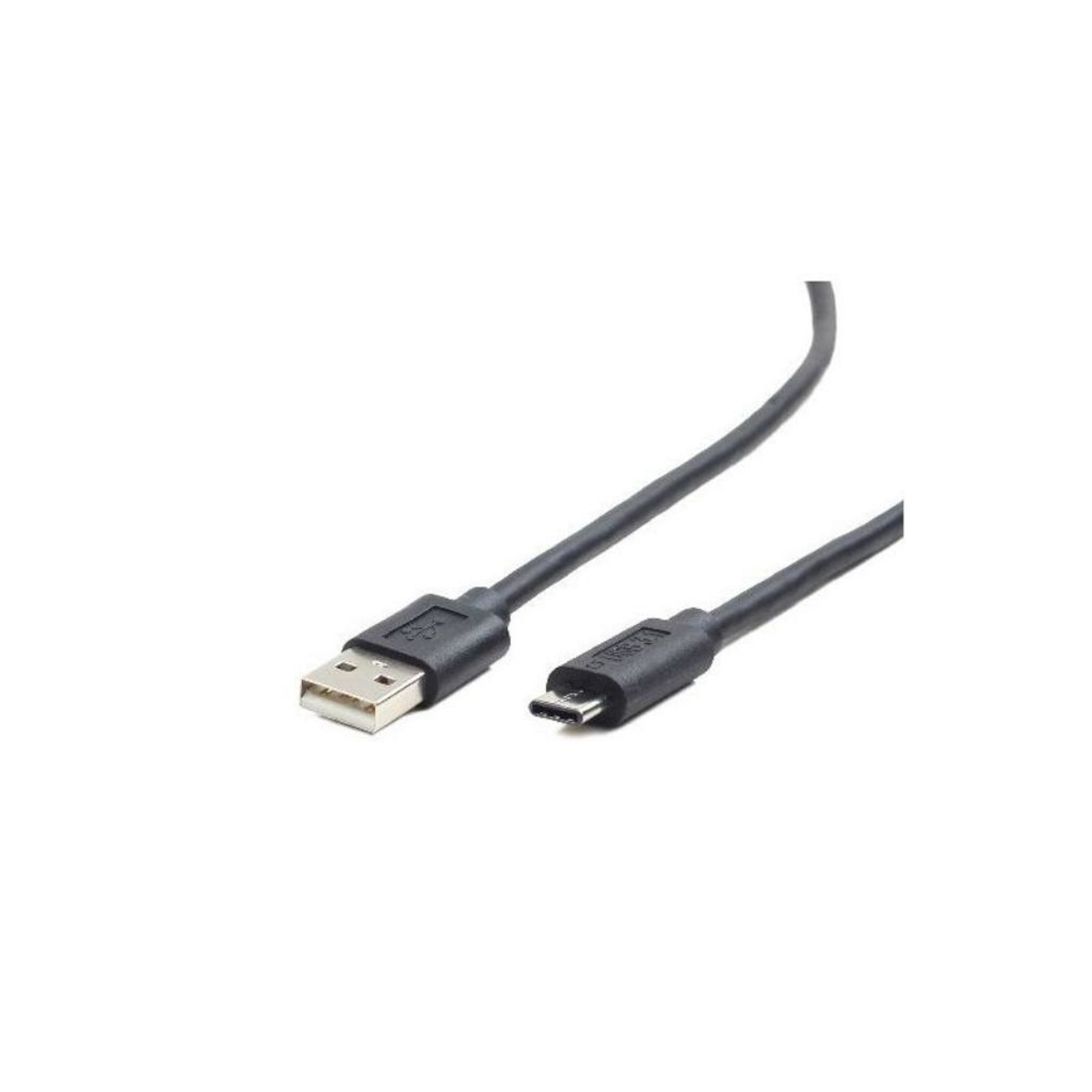 Czarny kabel USB z wtyczką USB-A i micro-USB. Białe tło.
