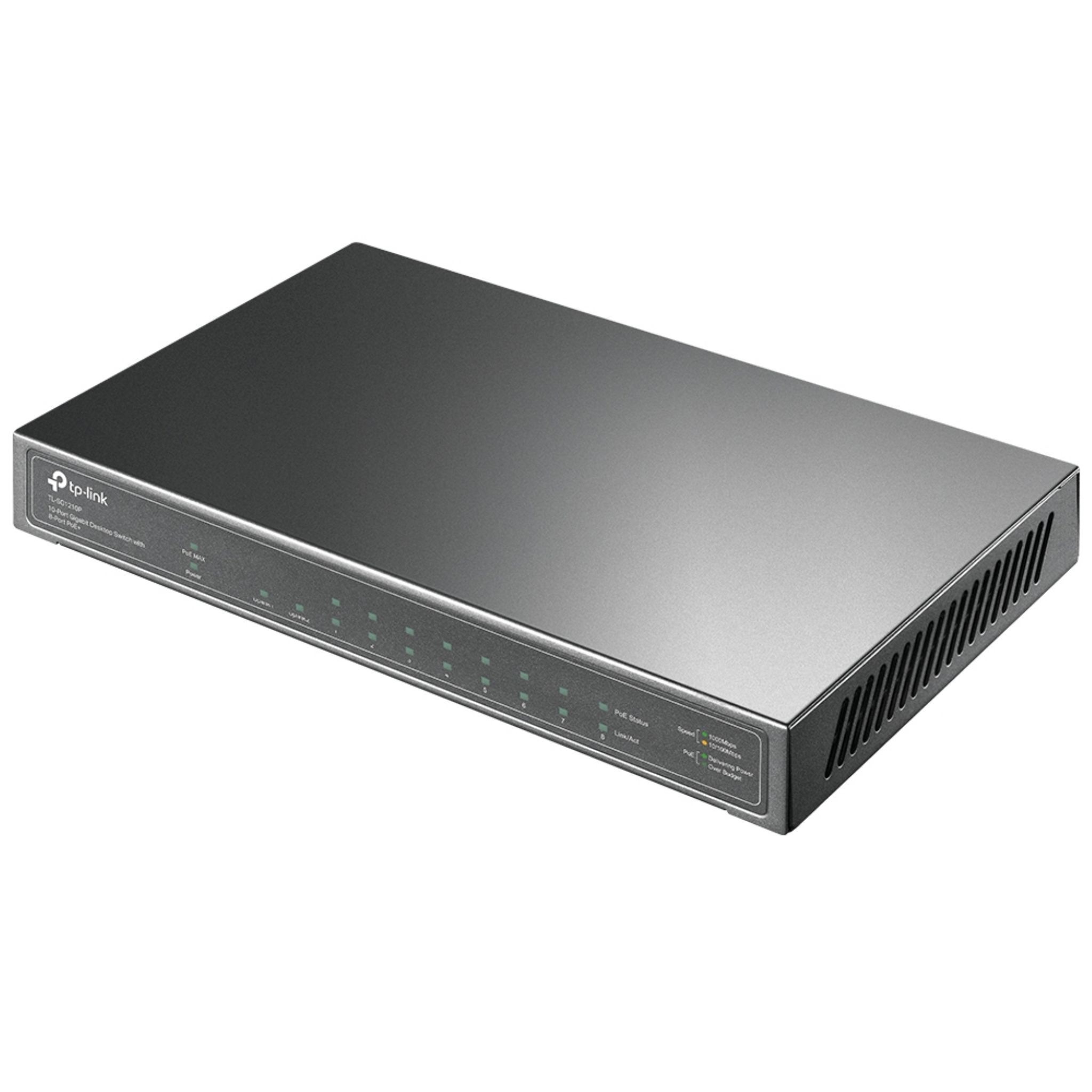 Desktop PoE+ 8-Port 10-Port TL-SG1210P TP-LINK Switch Gigabit mit 9 Netzwerk TP-Link