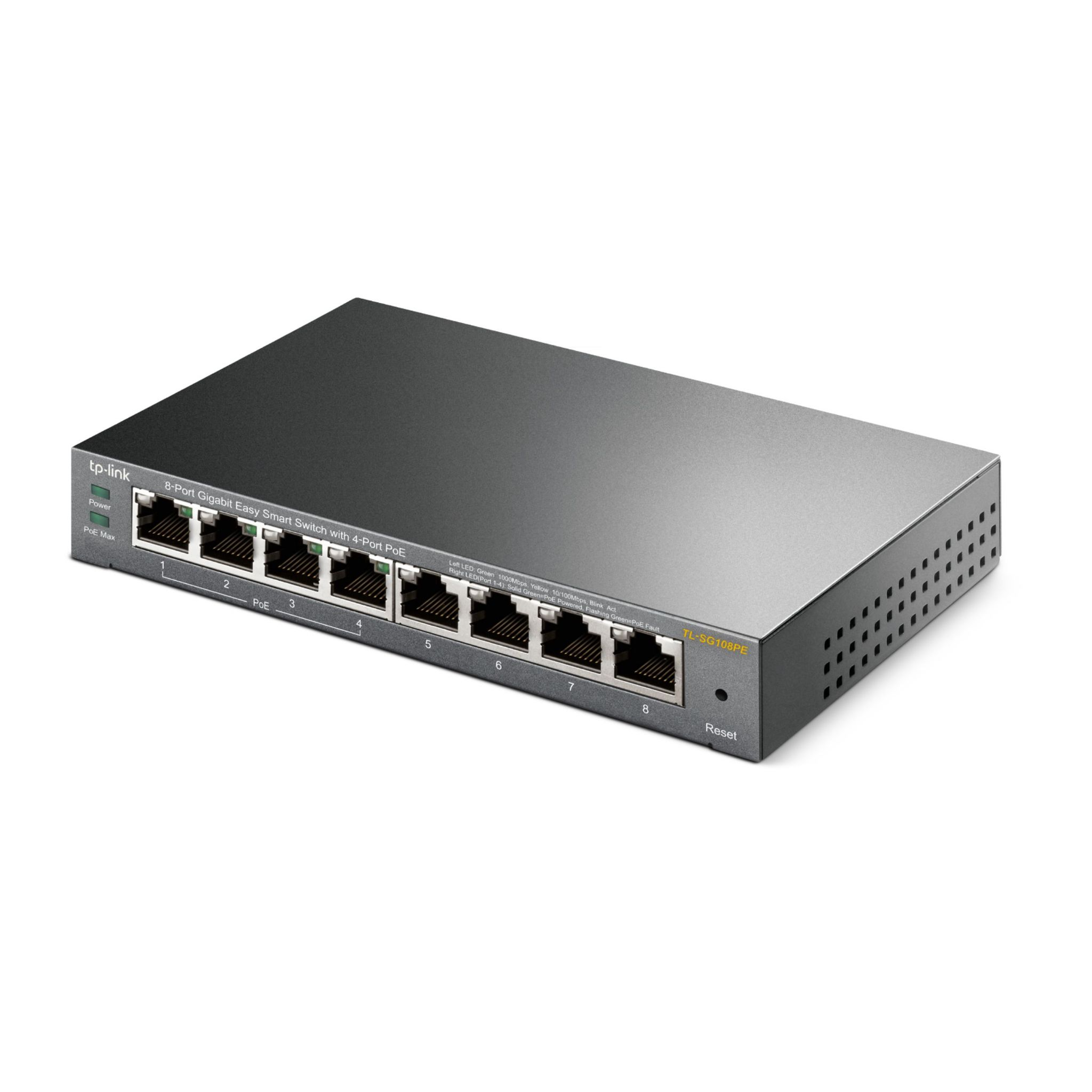 Czarny TP-Link 8-portowy Gigabit Easy Smart Switch z 4 portami PoE.