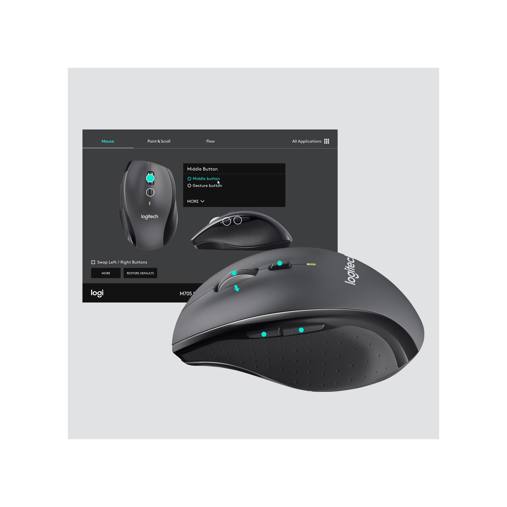 LOGITECH 910-001949 M705 Maus, Schwarz