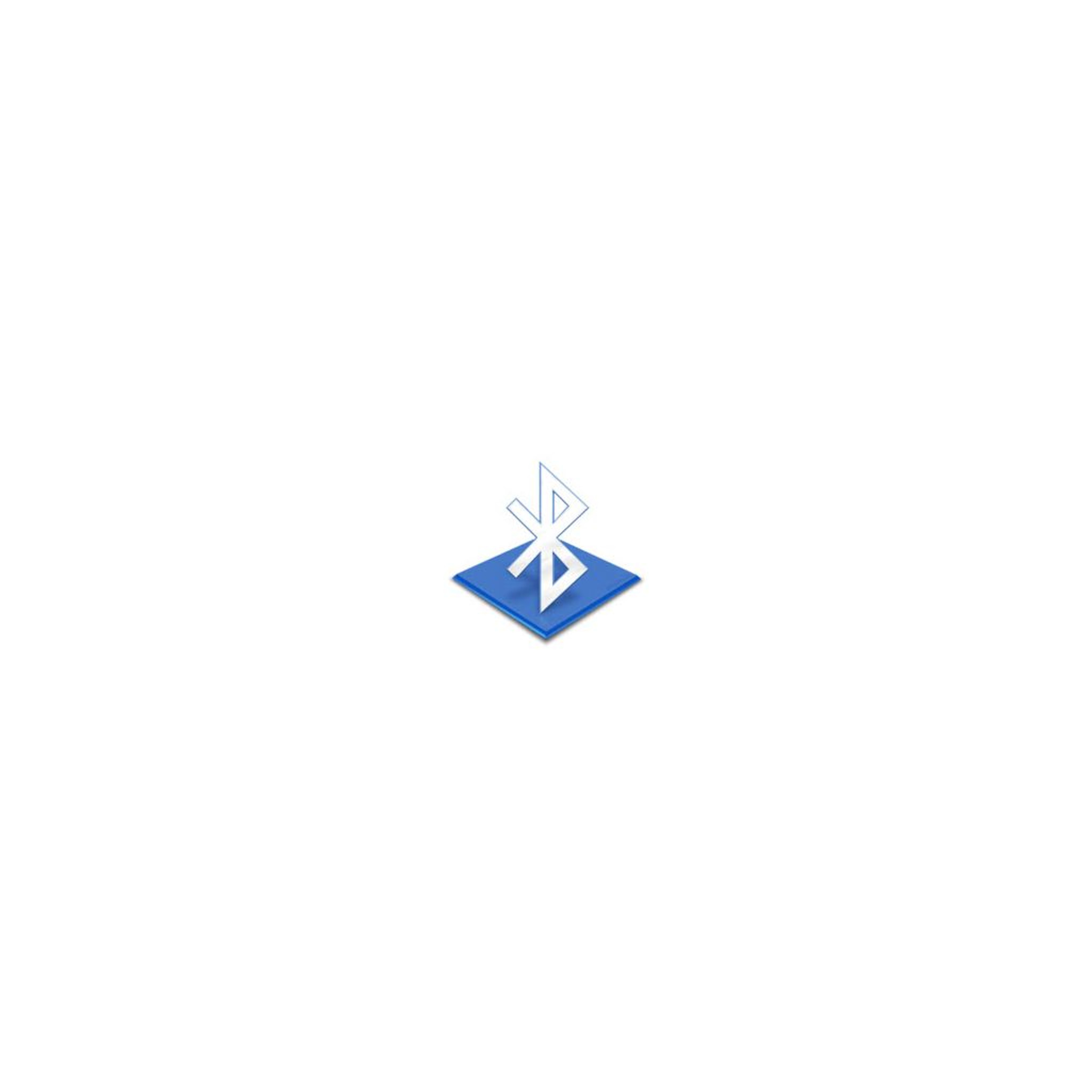 Symbol Bluetooth na niebieskim kwadracie na białym tle.