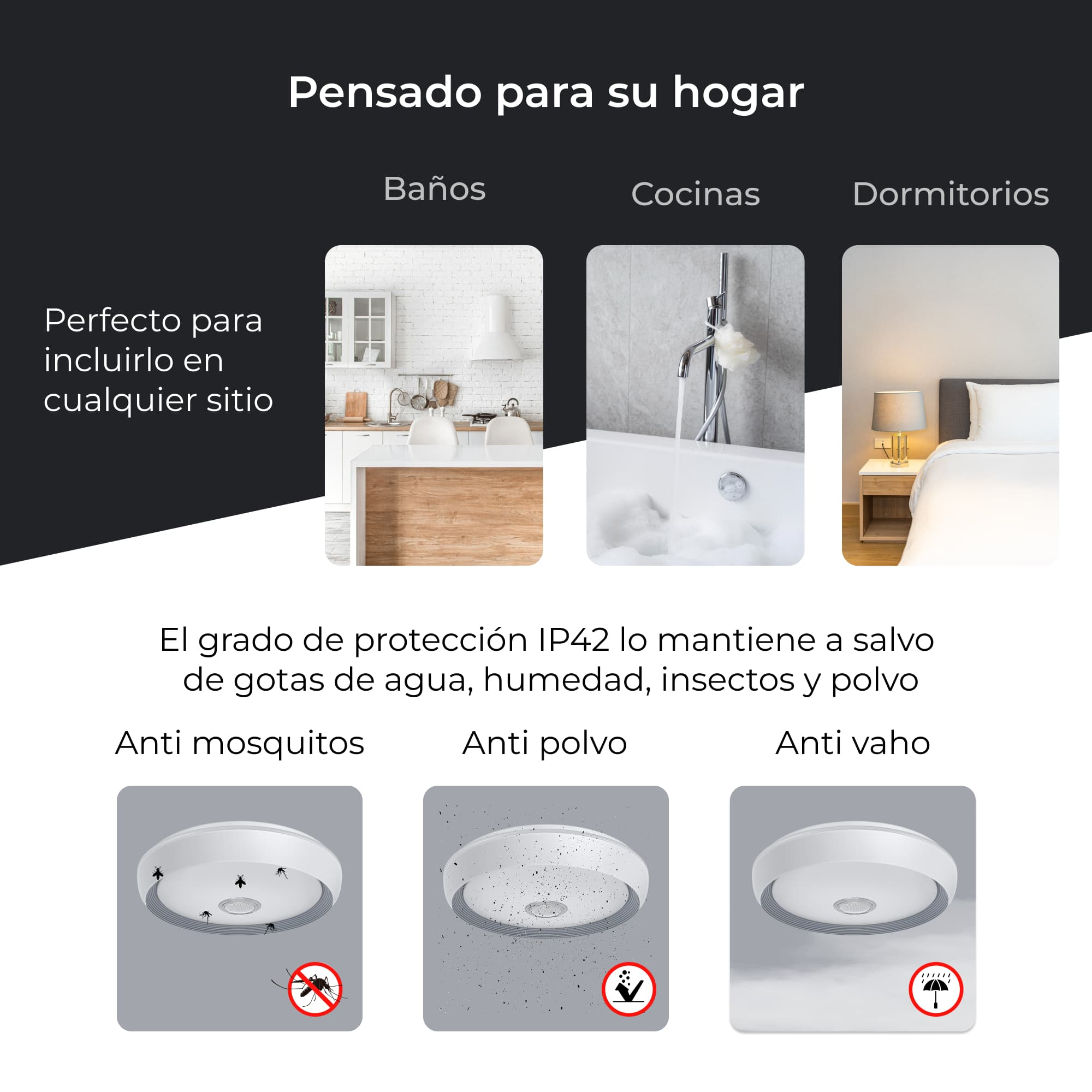 Zdjęcia do łazienek, kuchni i sypialni. Przykłady oświetlenia w każdym rodzaju pomieszczenia.