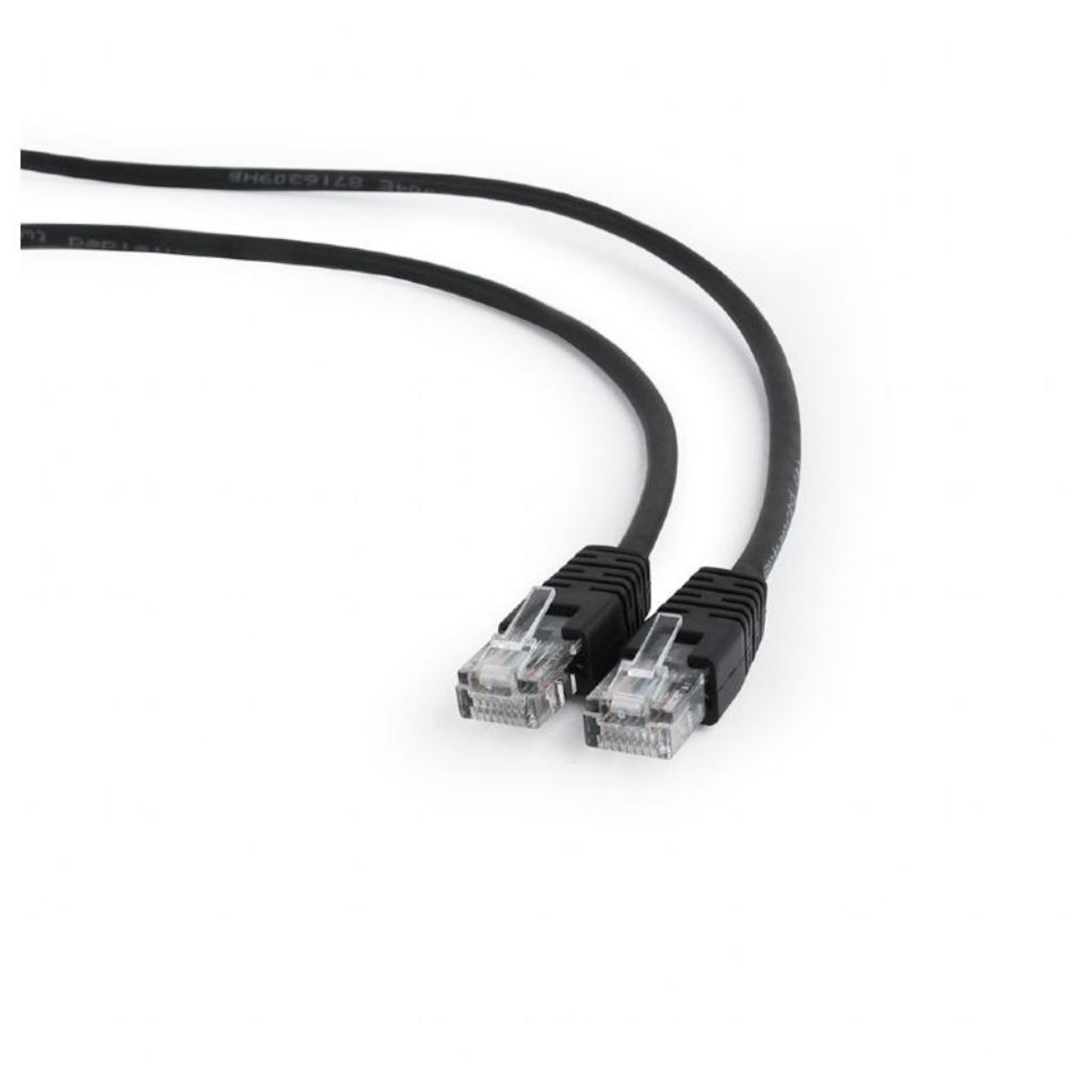 Due cavi Ethernet neri con connettori RJ45.