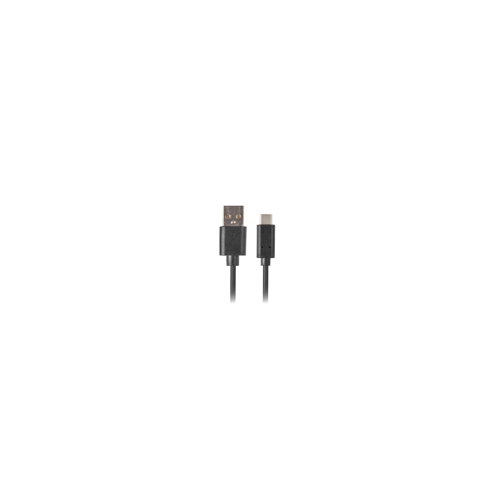 Câble USB vers USB-C sur fond blanc. Les connecteurs USB et USB-C sont visibles.