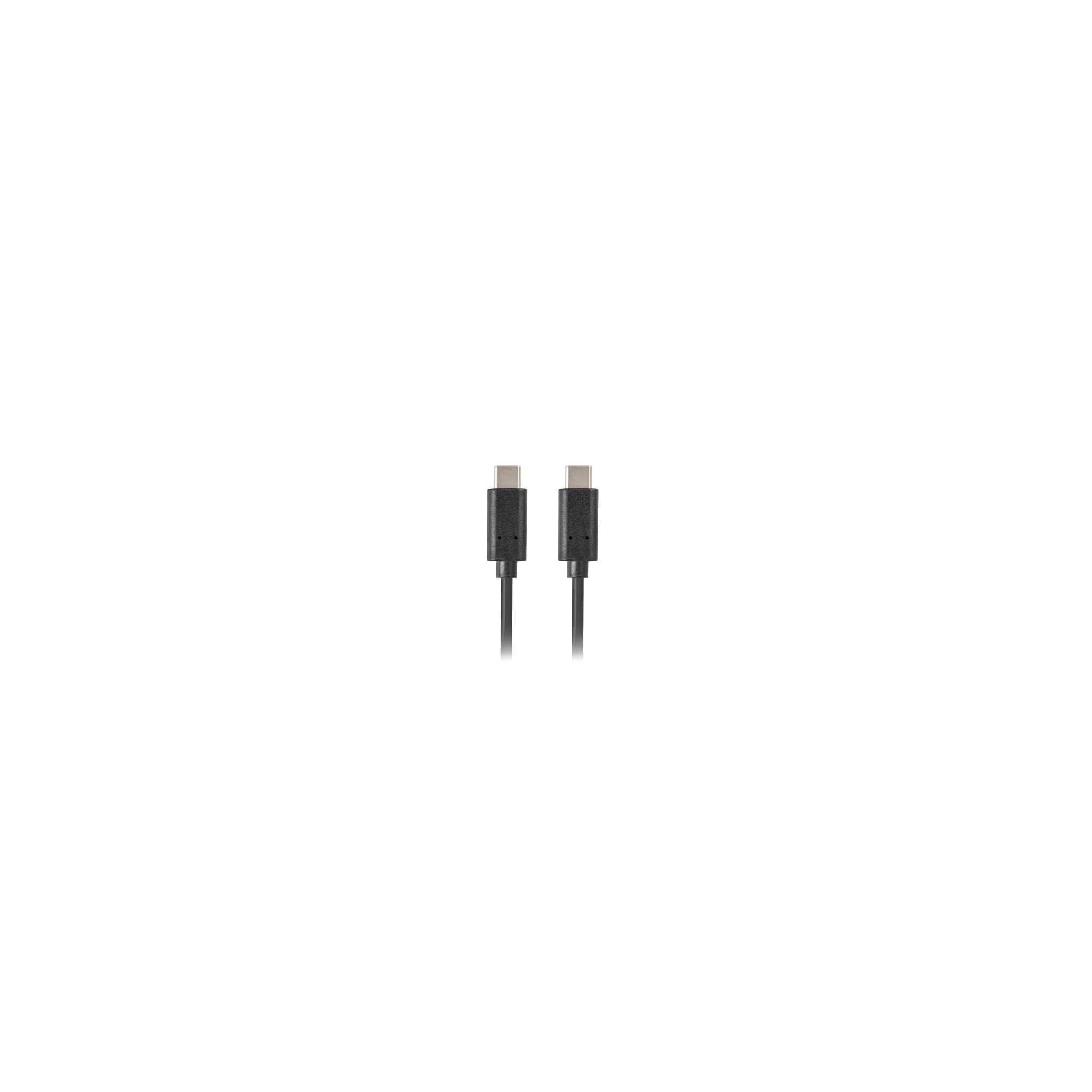 Due cavi USB-C neri su sfondo bianco. Sono affiancati.
