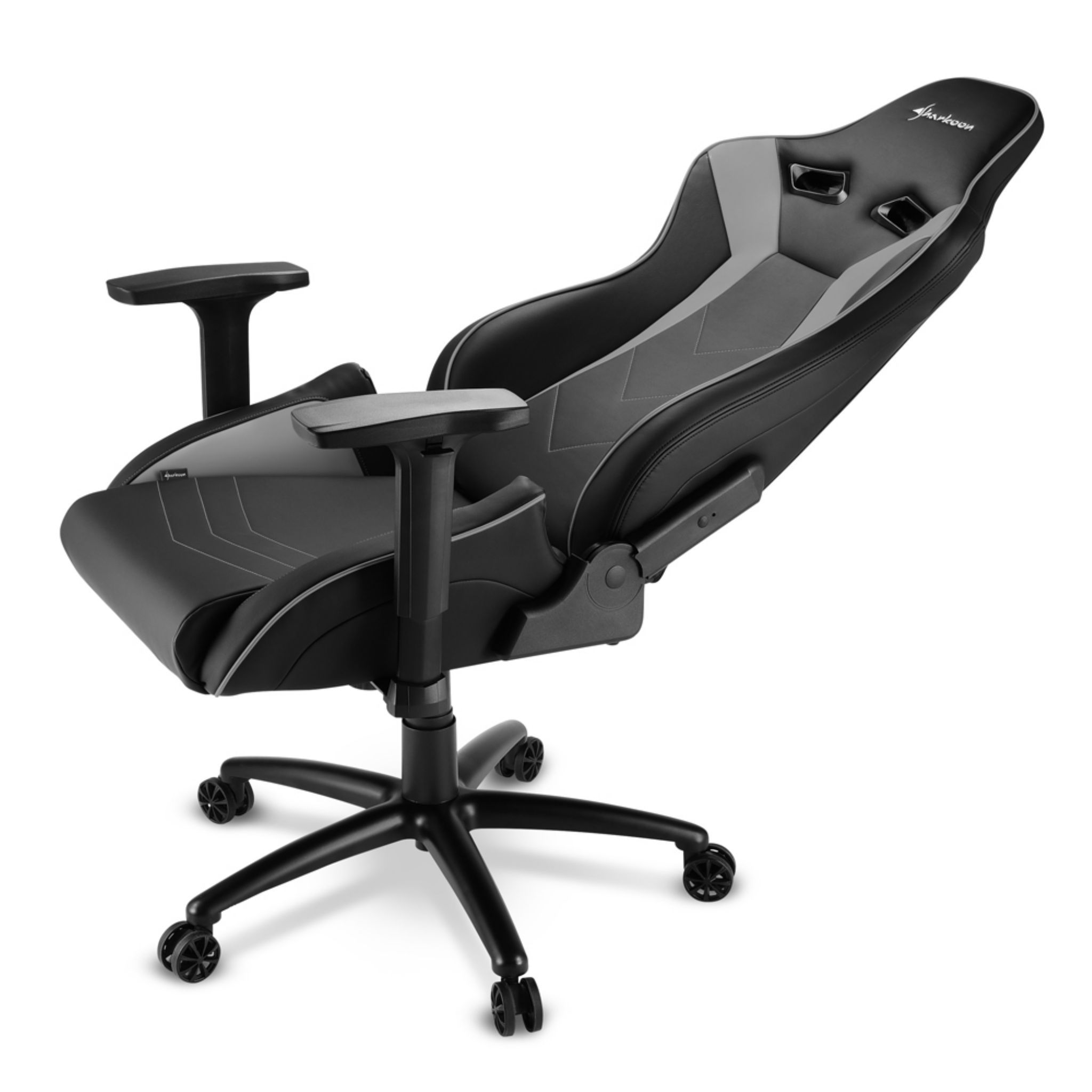 3D Stühle, Armlehnen, Stuhl darkslategray Leder, schwarz/grau 3 SHARKOON (Synthetisches Gaming Gaming ELBRUS Aluminium-Fußkreuz,