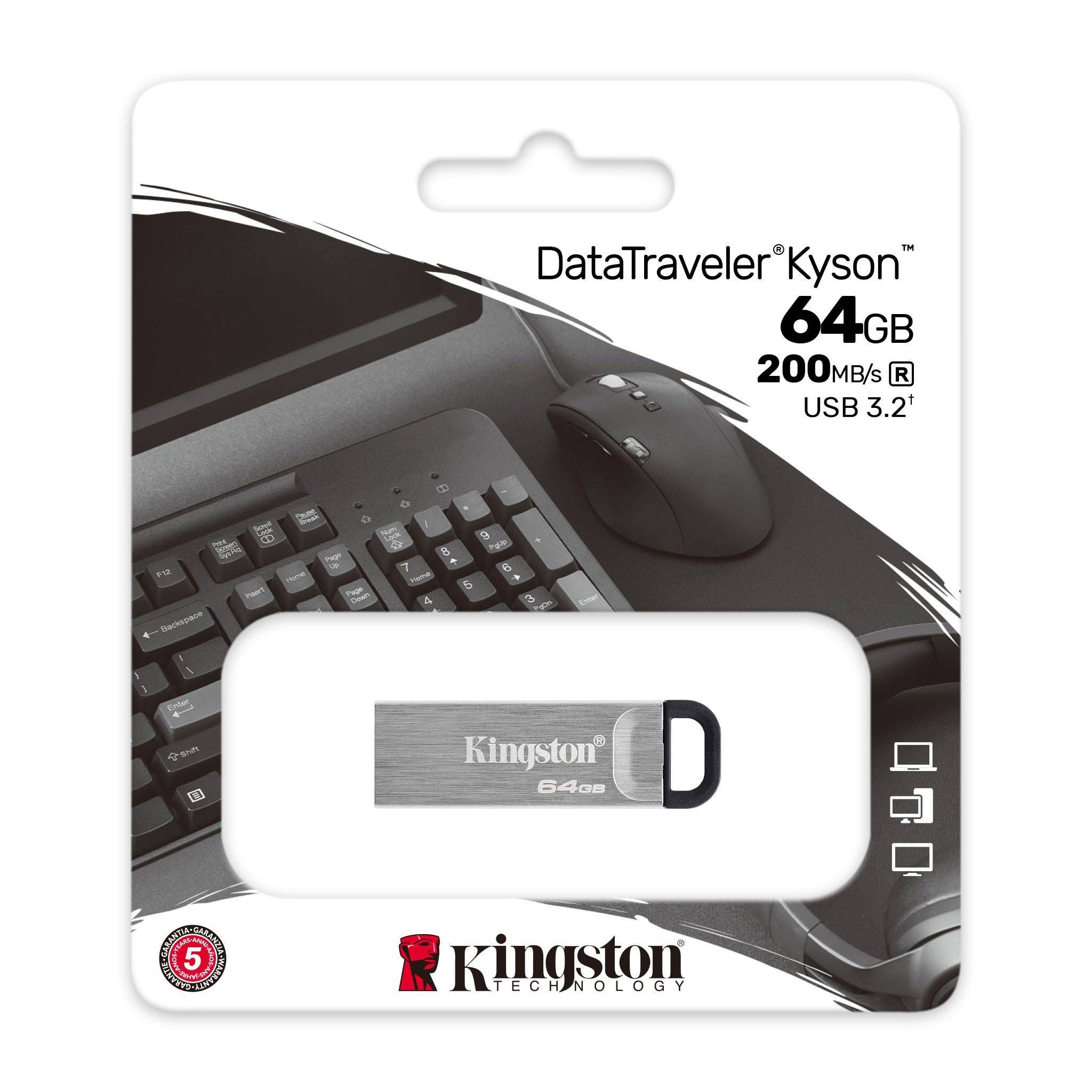 KINGSTON Kingston DataTraveler Kyson GB) silber) (darkgray, USB Gen Typ-A 1, 3.2 - Sticks 64GB 64 (USB