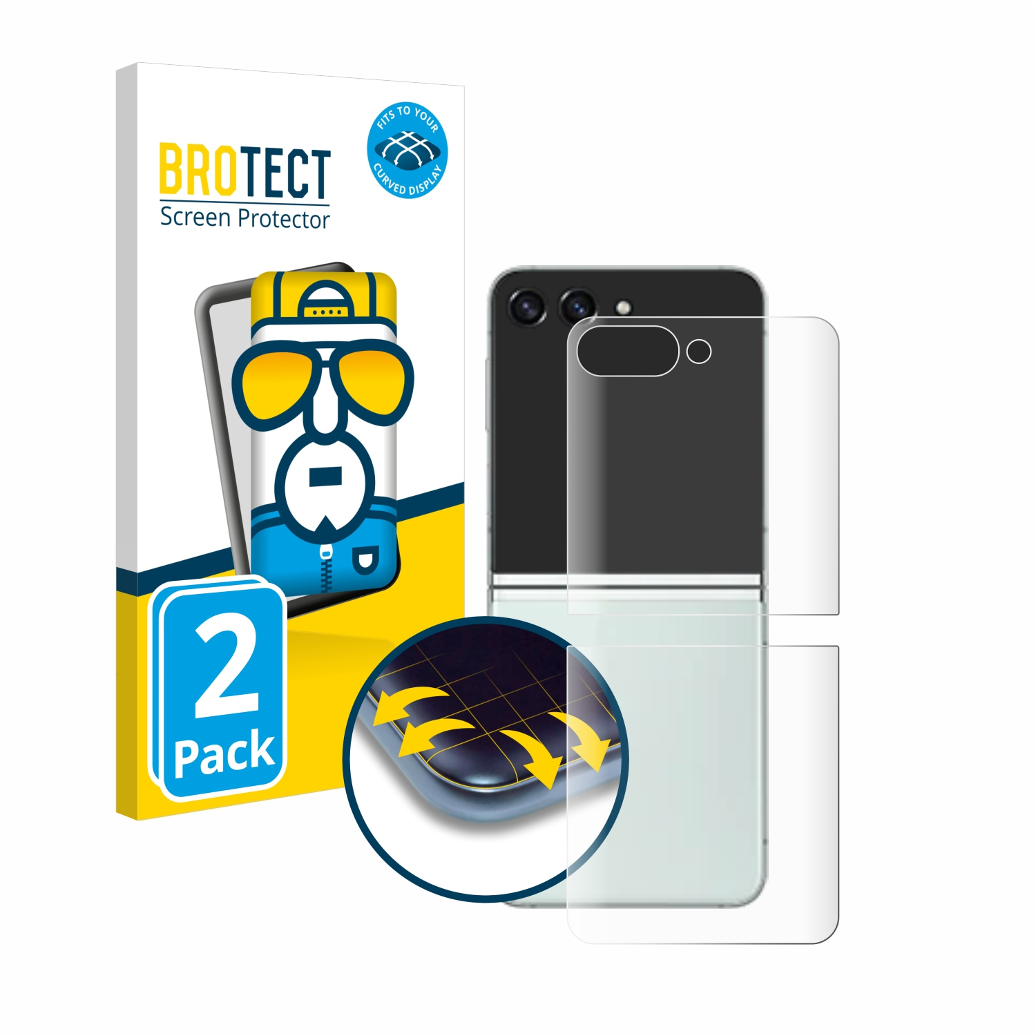 BROTECT 2x Flex Curved Flip Samsung 5) Galaxy Full-Cover 3D Schutzfolie(für Z