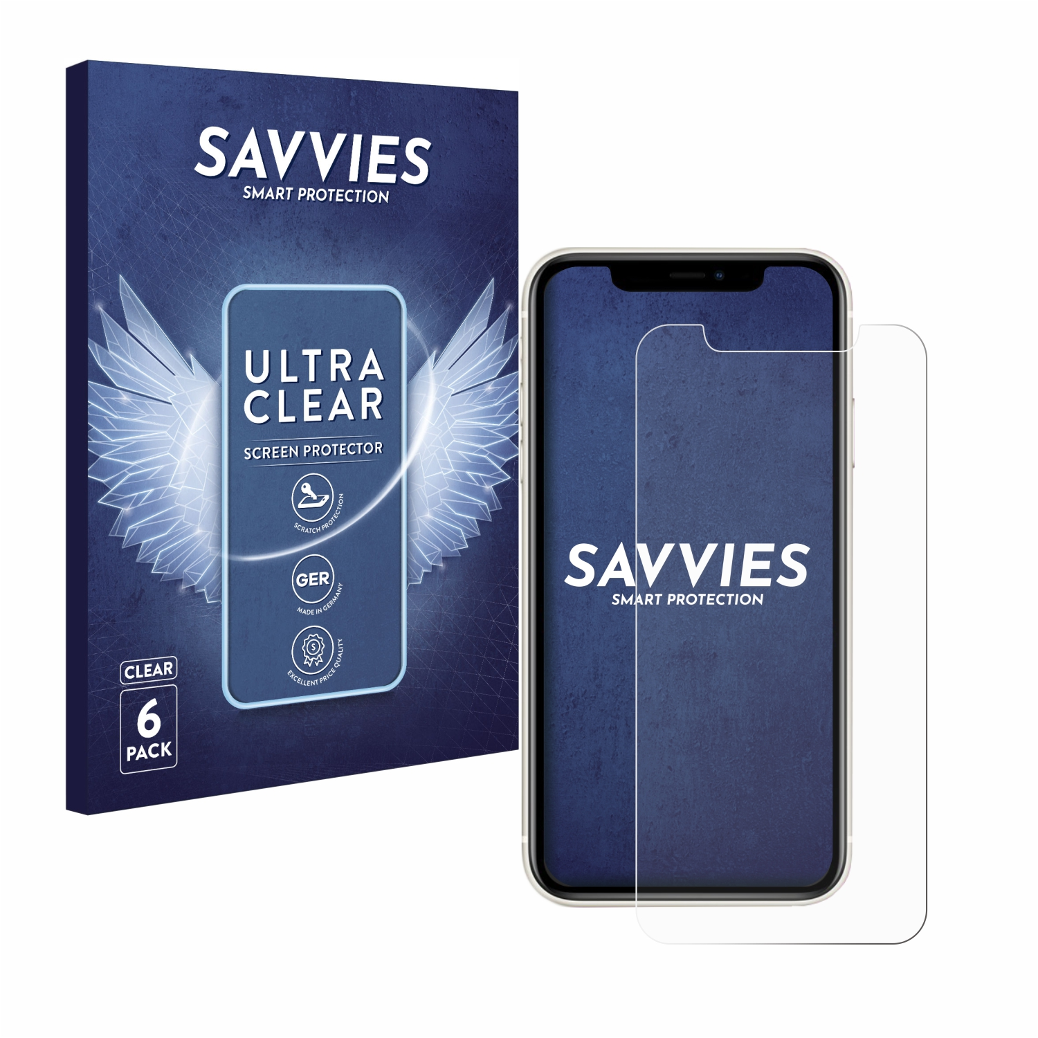 SAVVIES 6x klare Schutzfolie(für Apple iPhone 11)