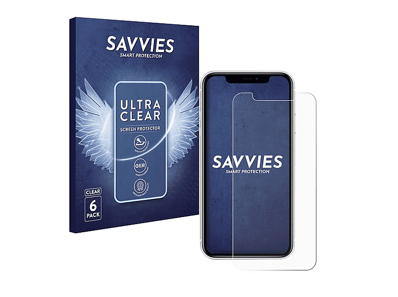 SAVVIES 6x klare Schutzfolie(für Apple iPhone 11)