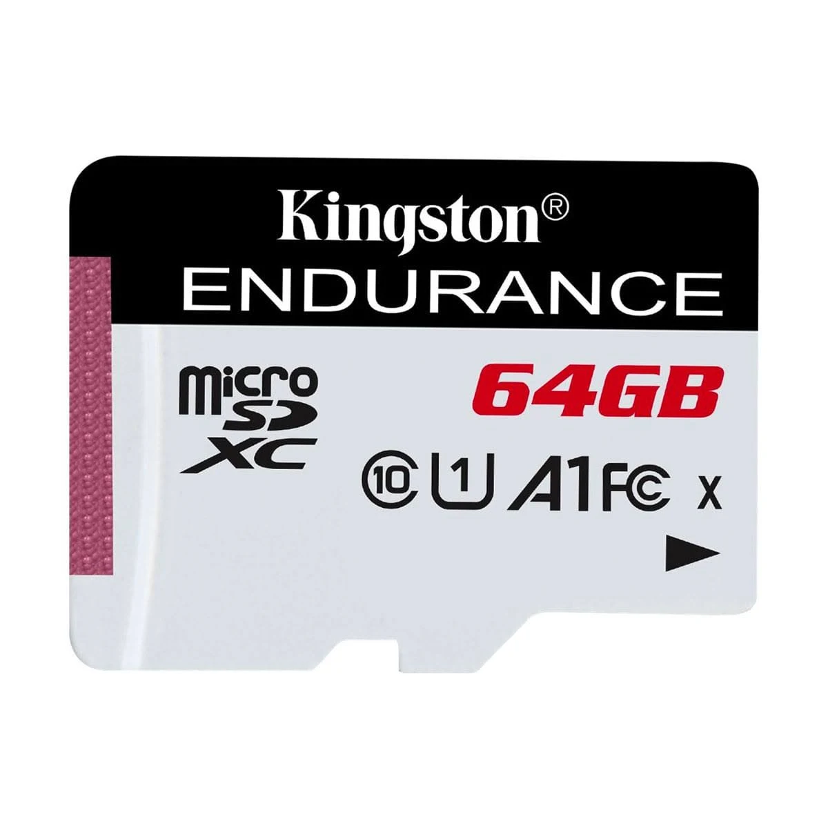 MicroSD-Karte mit schwarz-weißen Etiketten, die Kapazität und Markeninformationen zeigen.