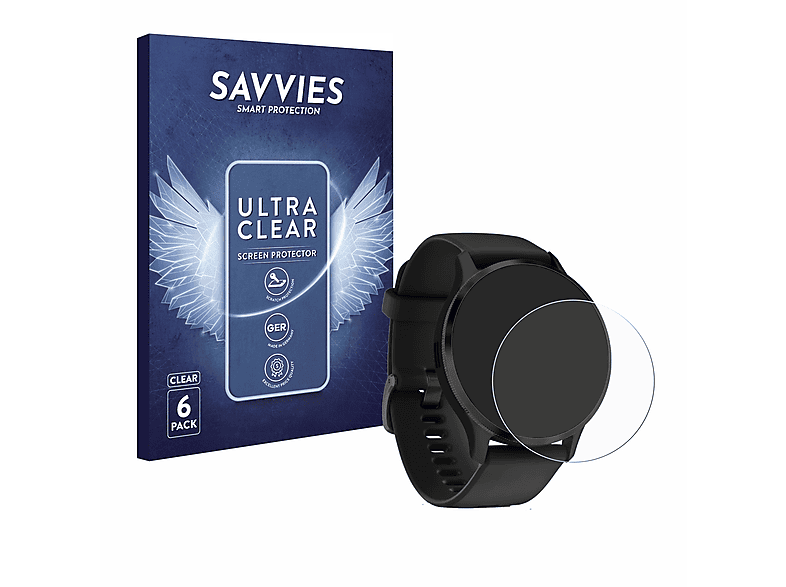SAVVIES 6x klare Schutzfolie(für Garmin Venu 3) | Smartwatch Schutzfolien & Gläser