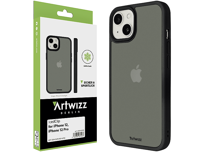 ARTWIZZ IcedClip, Backcover, Pro, iPhone Schwarz Apple, 12, iPhone 12