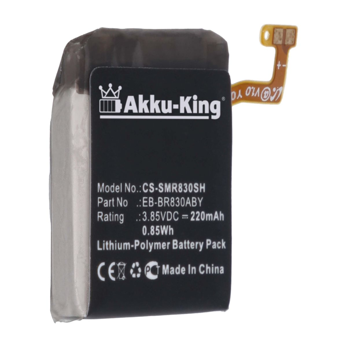 Smartwatch-Akku, Akku Volt, kompatibel EB-BR830ABY AKKU-KING Samsung 3.85 220mAh Li-Polymer mit
