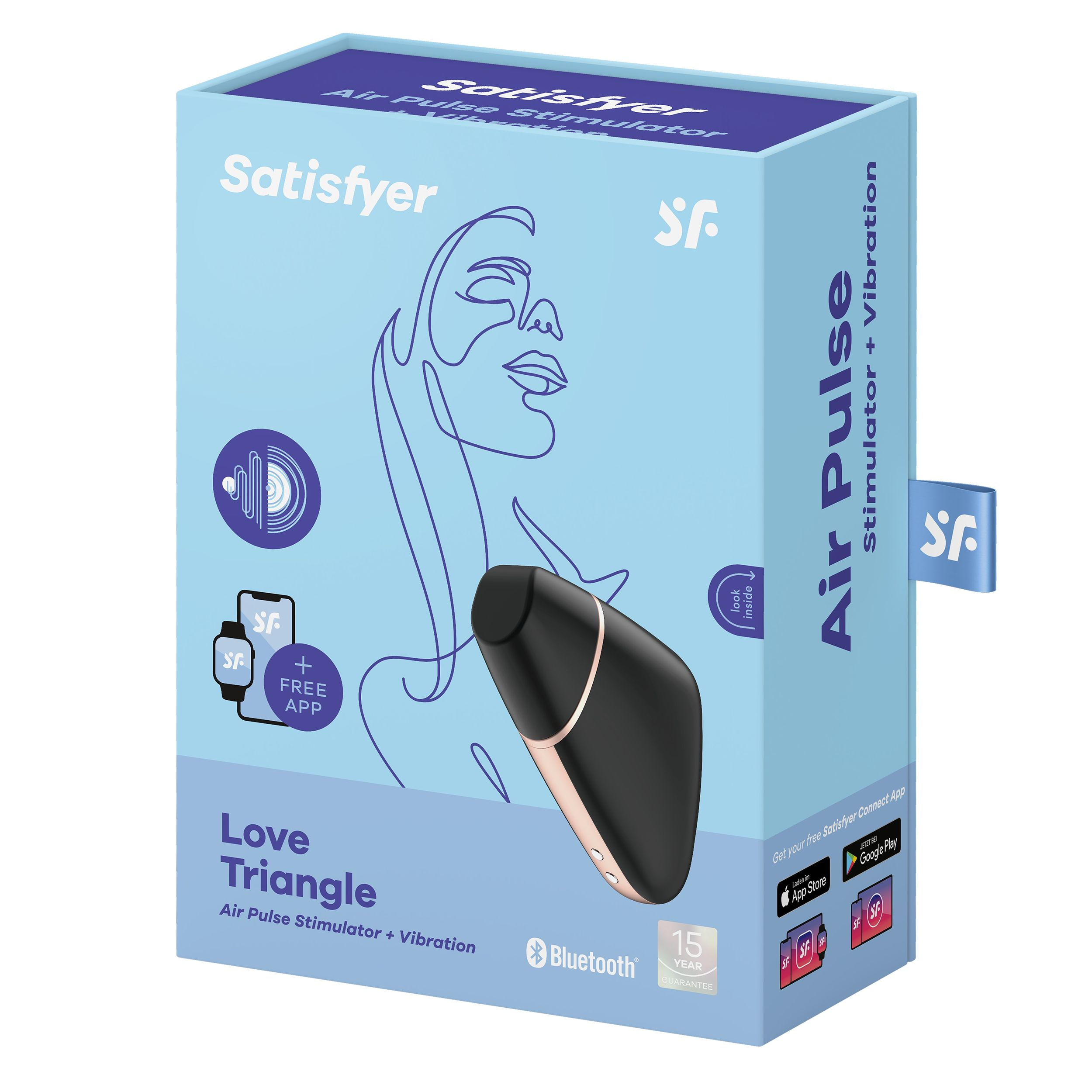 Pudełko. Zawiera zabawkę Love Triangle z bluetooth, marka Satisfyer.