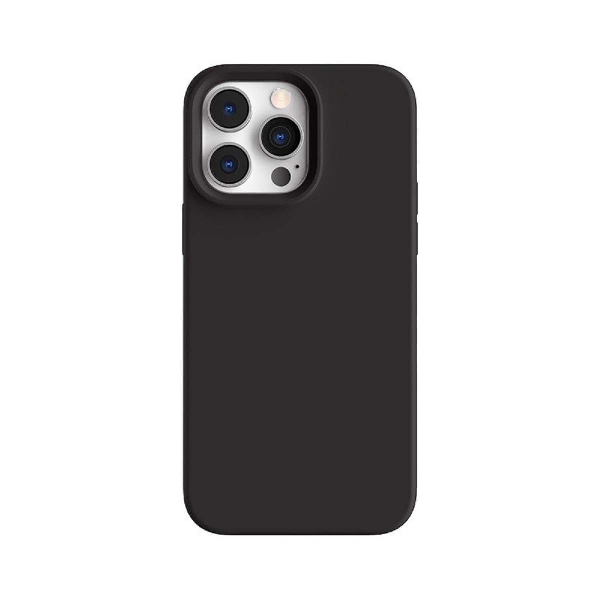 Custodia nera per telefono con fori per fotocamera, un design elegante.