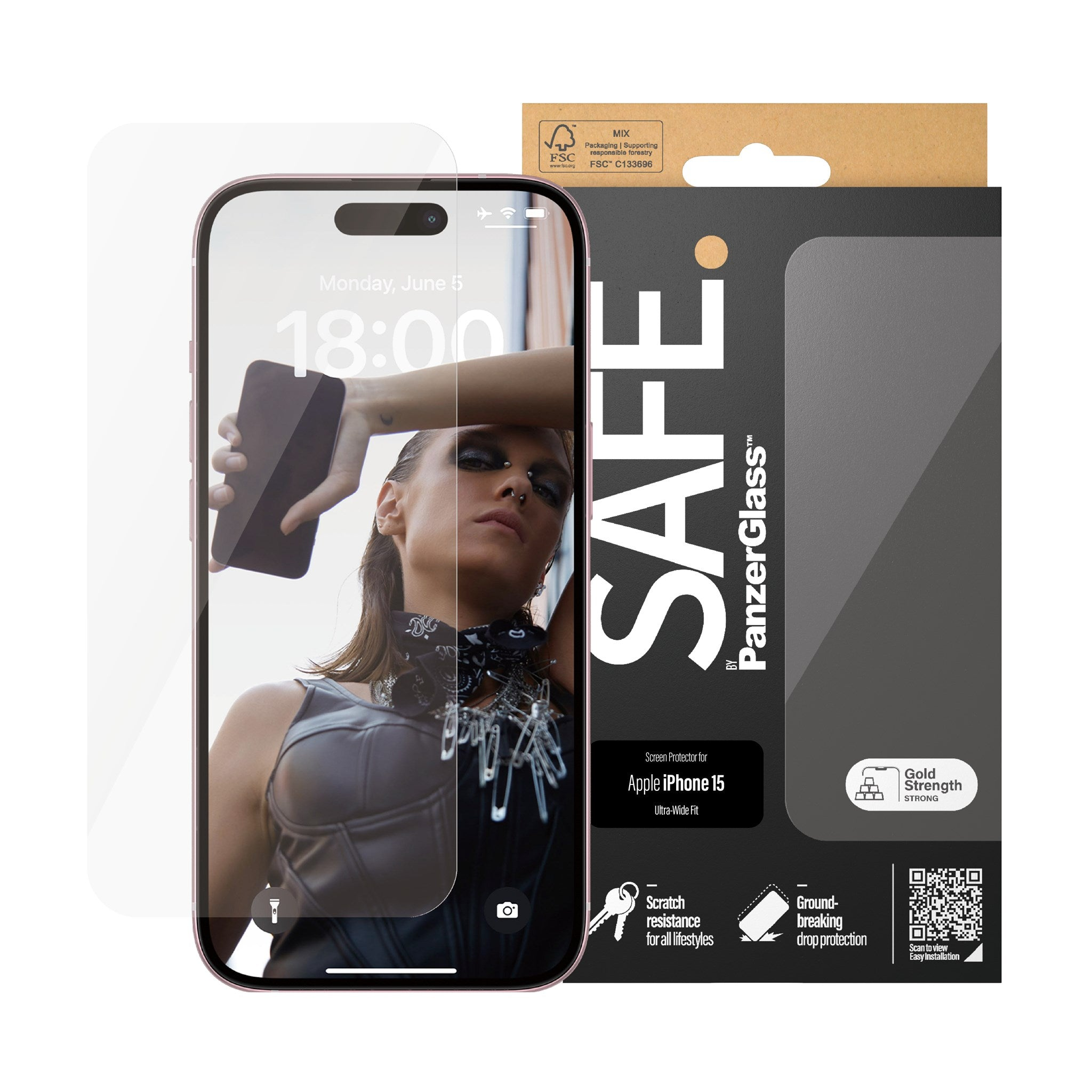 15) iPhone SAFE. Ultra-Wide PANZERGLASS Fit Apple Displayschutz(für