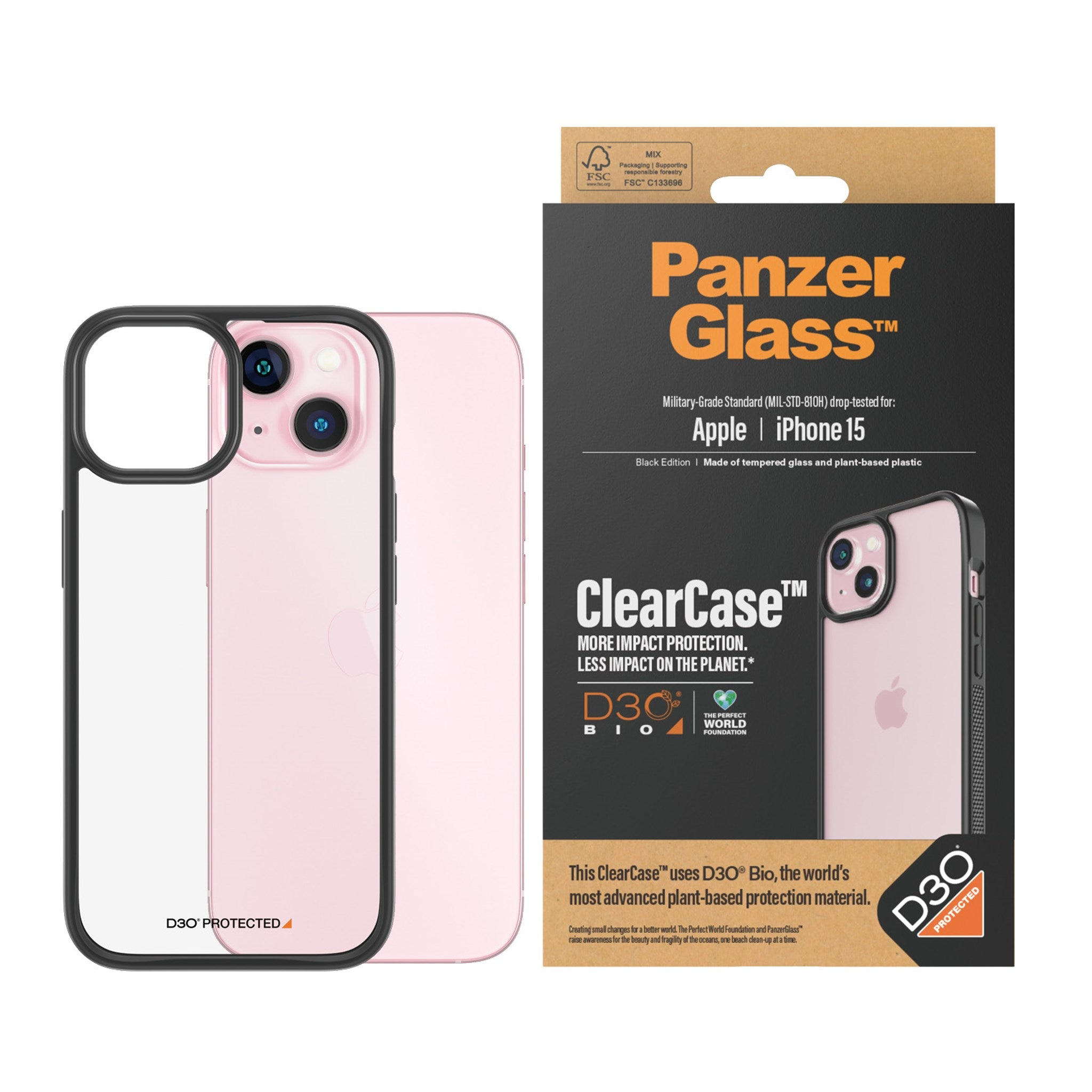 PANZERGLASS ClearCase mit Apple 15) Case(für iPhone Phone D3O