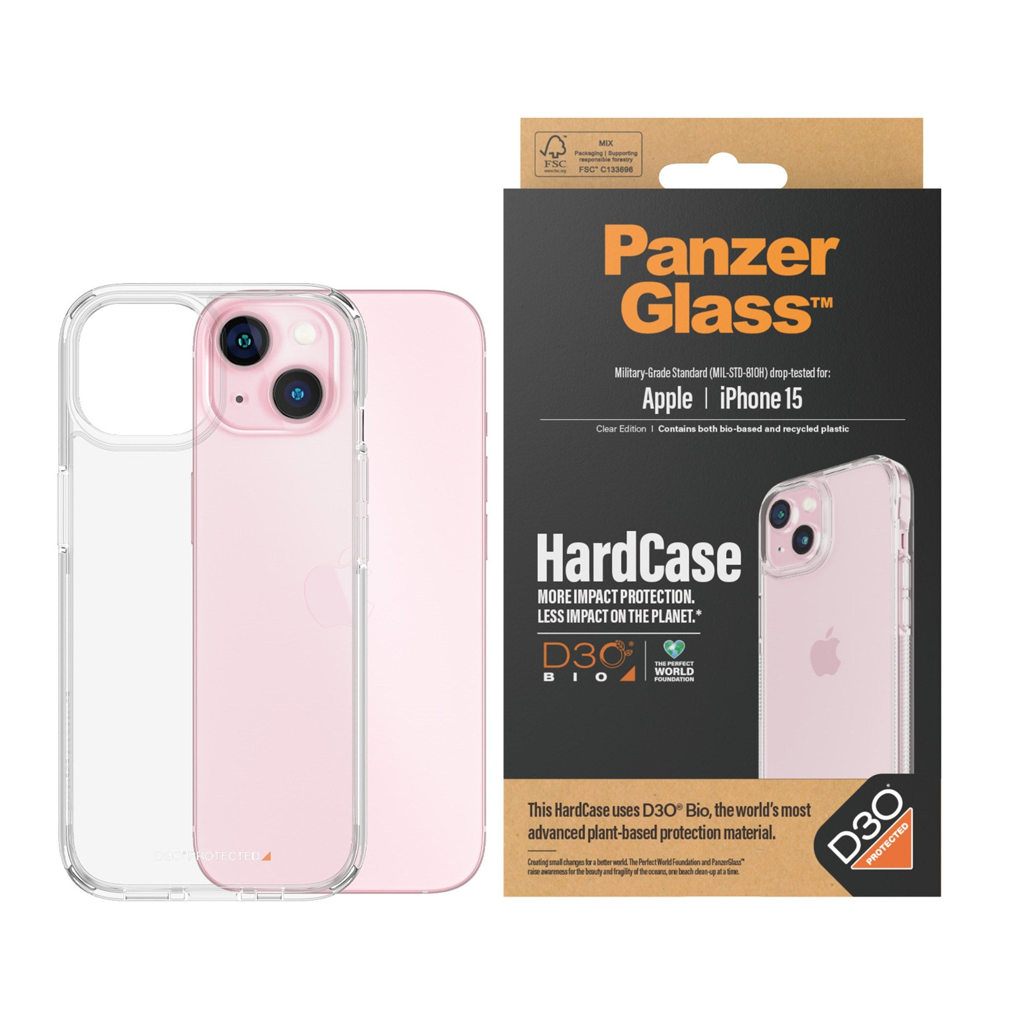 PANZERGLASS HardCase mit D3O Phone 15) iPhone Apple Case(für