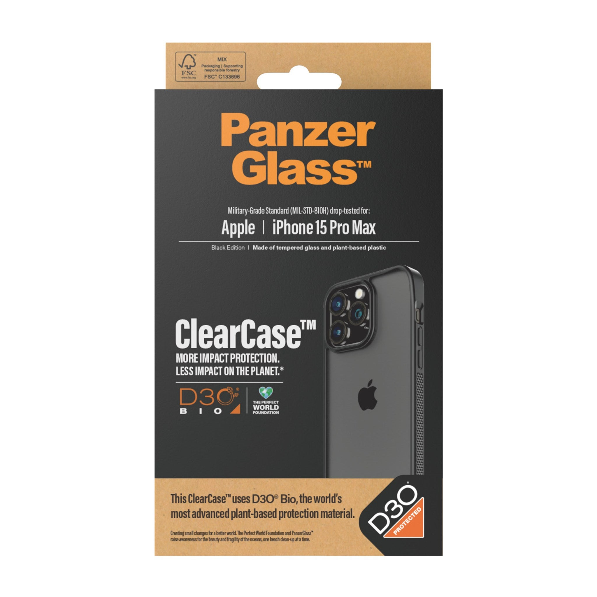 PANZERGLASS ClearCase mit D3O Pro Max) Case(für iPhone Apple Phone 15