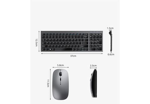 BRIGHTAKE Wireless Tastatur Lange Akkulaufzeit Tragbar Wasserdicht, Tastatur  und Maus, Grau | SATURN