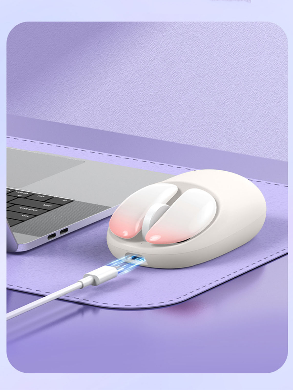 BRIGHTAKE Präzise Maus Wireless Maus, weiß Energiesparend Stilvoll Rosa, Ergonomisch