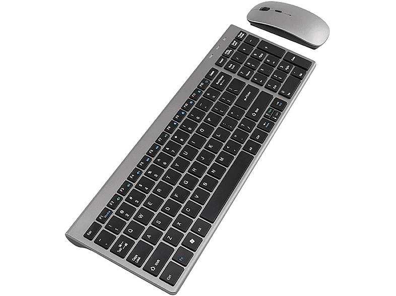 BRIGHTAKE Wireless Tastatur Lange Akkulaufzeit und Maus, Wasserdicht, Tastatur Tragbar Grau SATURN 