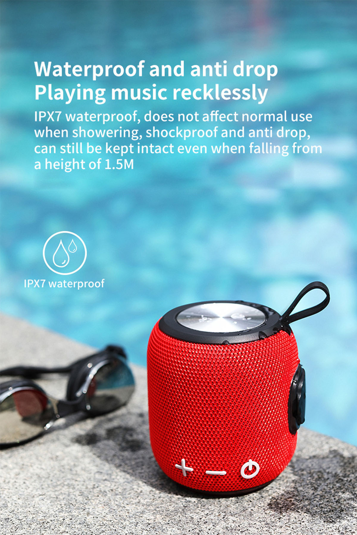 BRIGHTAKE SoundWave: HIFI Bluetooth-Lautsprecher, Langzeitbatterie Blau Sound, Outdoor-Tauglich
