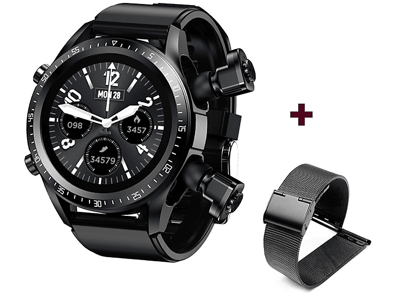 2 Sport Smartwatch Talk Schwarz Herzfrequenzmesser 1 Bluetooth rostfreie Smartwatch Voice in BYTELIKE Stähle,