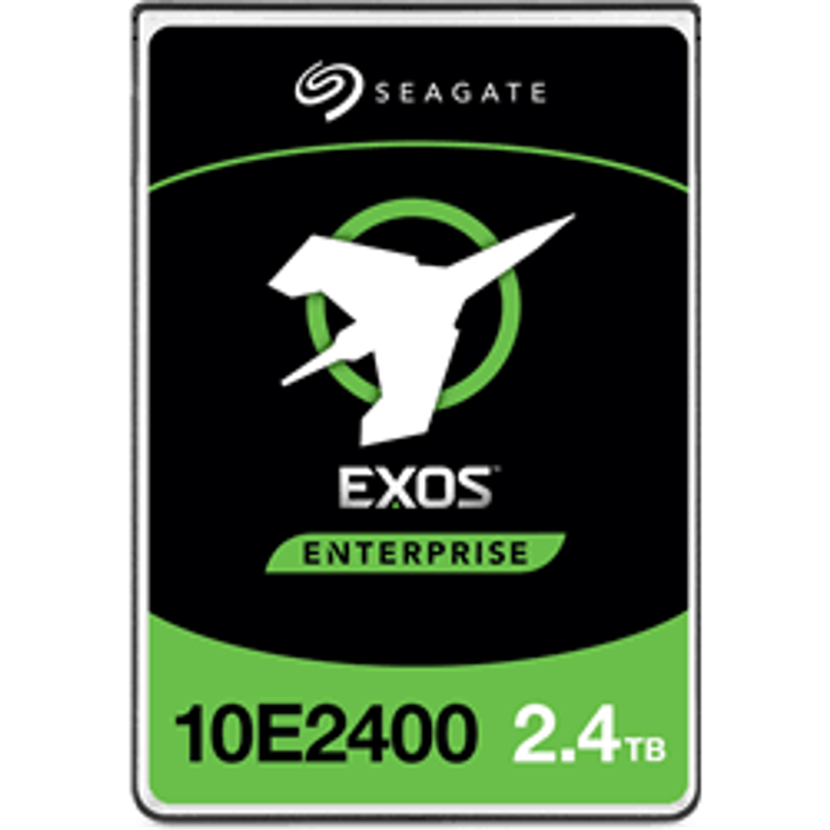 Dysk twardy Seagate EXOS Enterprise. Jest czarny i zielony z logo Seagate i EXOS.