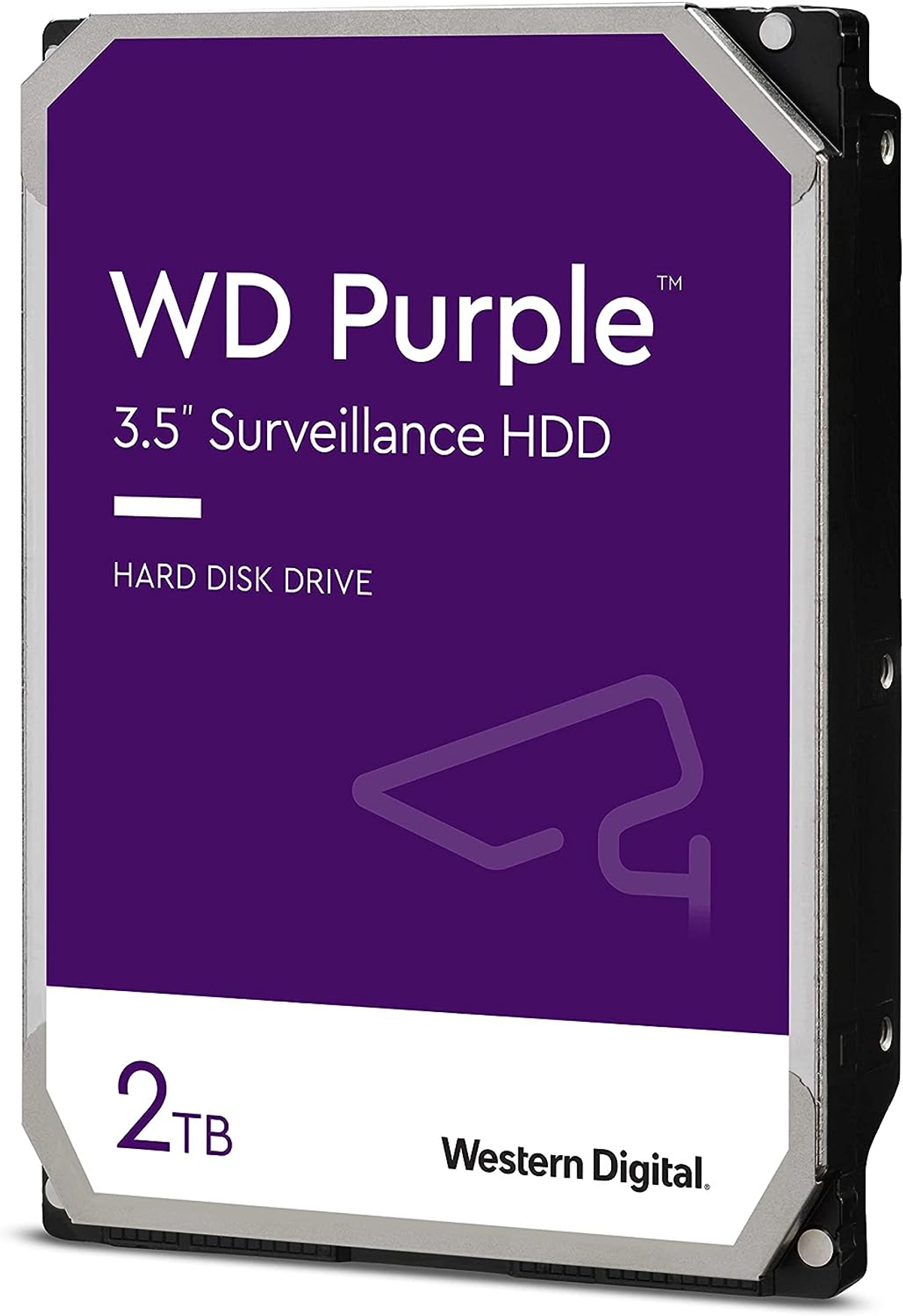 Lila WD Purple 2TB Überwachungs-HDD, mit dem WD-Logo.