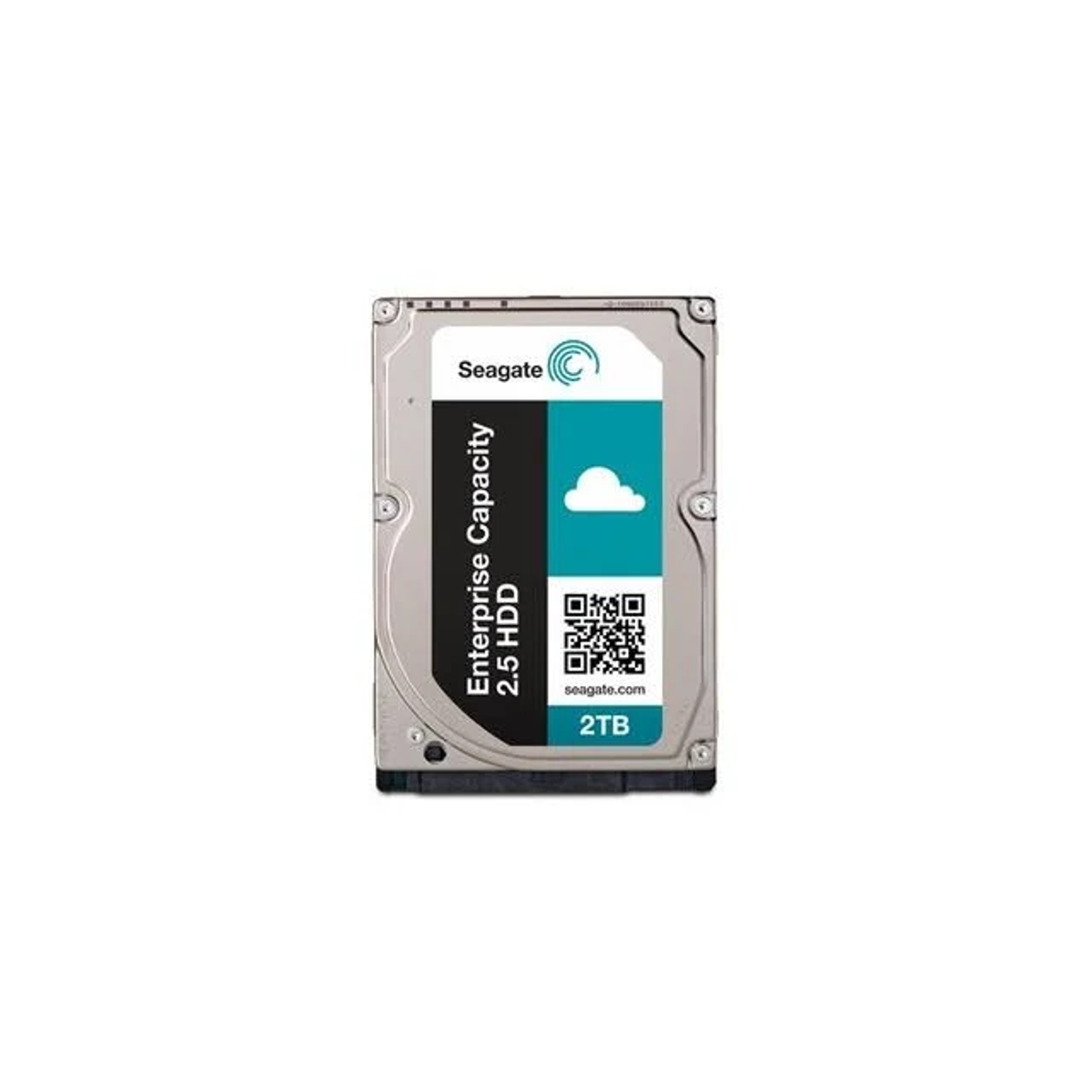 Dysk HDD Seagate 2TB 2.5 z logo chmury, kodem QR i informacjami o produkcie.