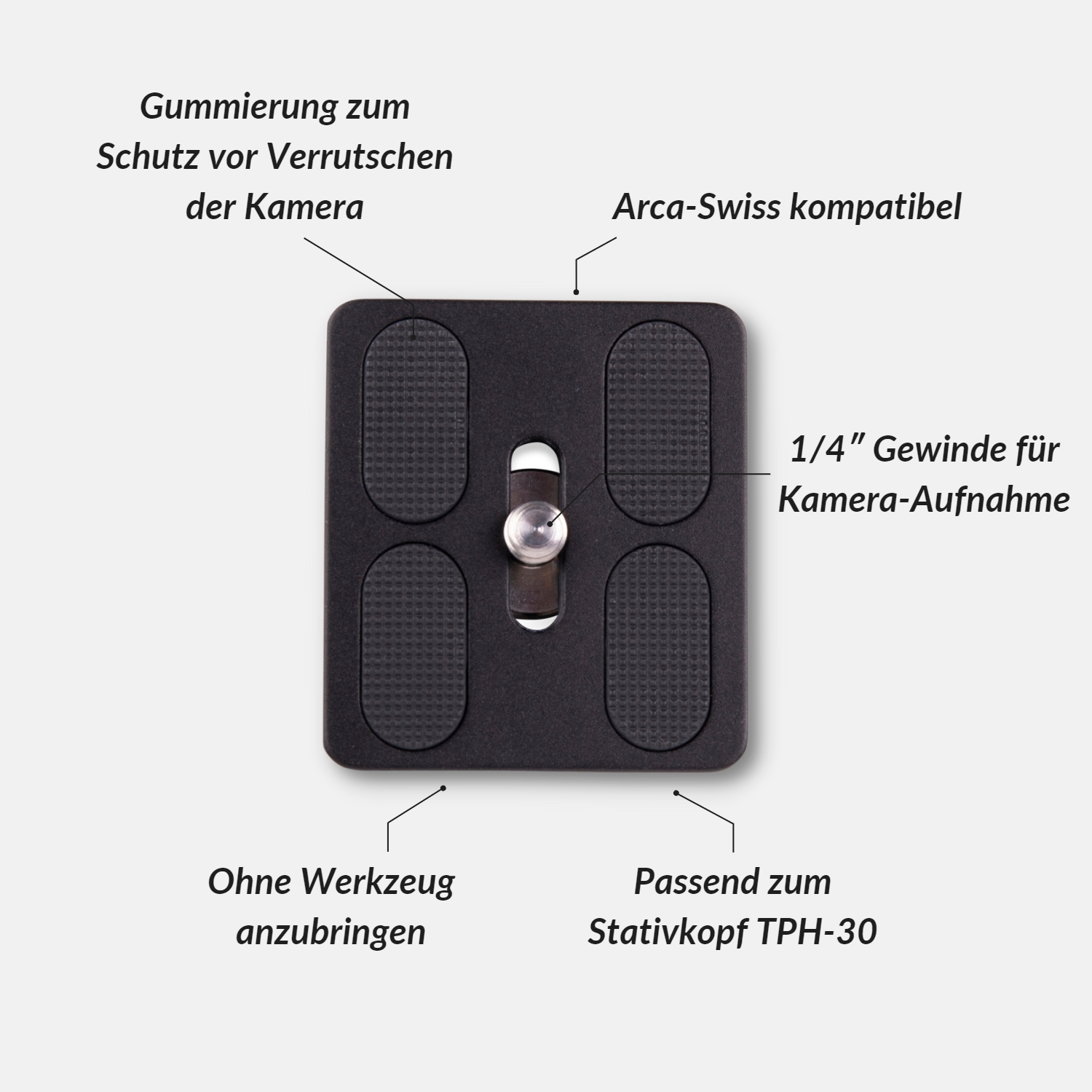 LENS-AID Schnellwechselplatte Kamera Zubehör, 55mm, für passend Schwarz, Stativ