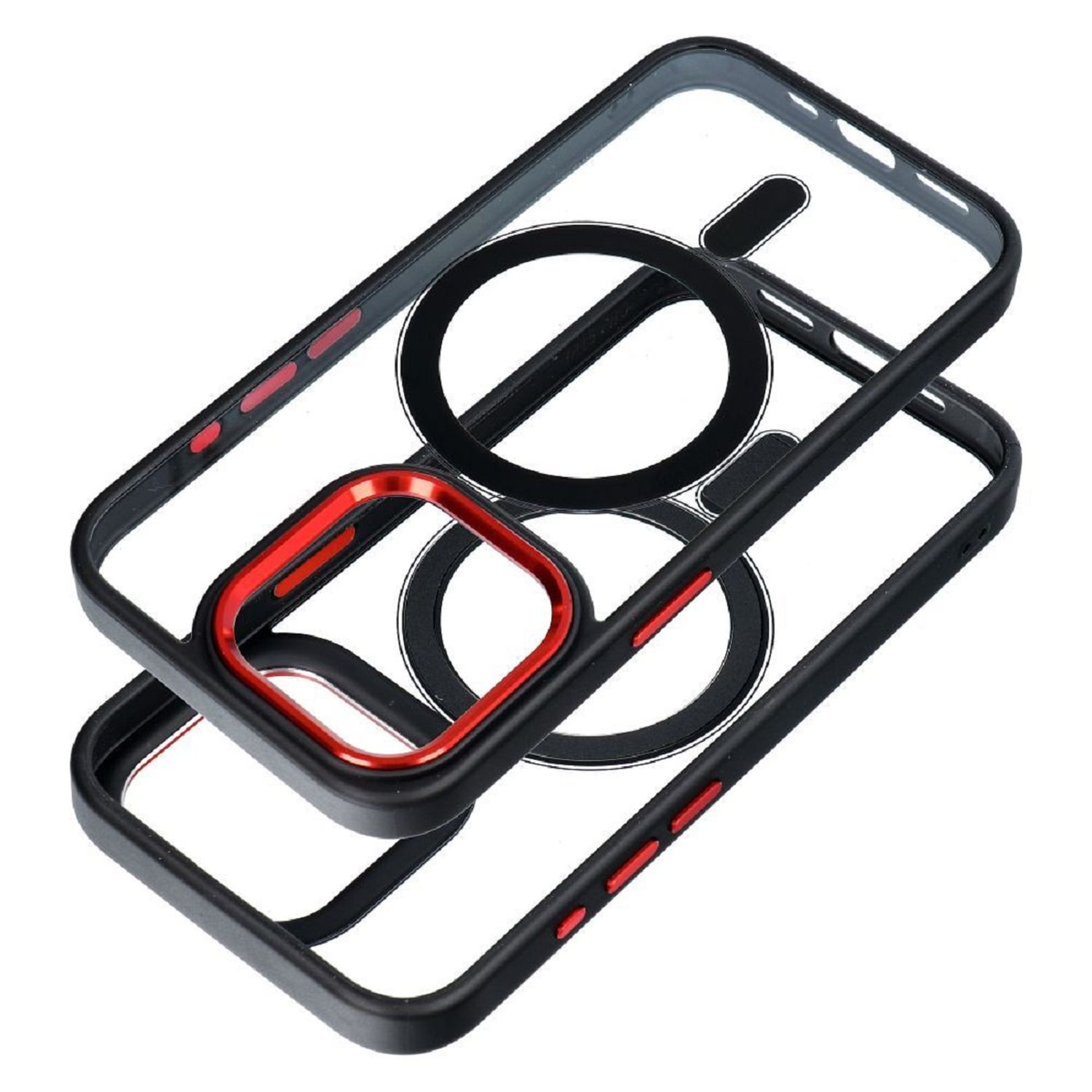 COFI 15 Backcover, Pro, iPhone Edge Apple, Color Schwarz-Rot Hülle, Mag